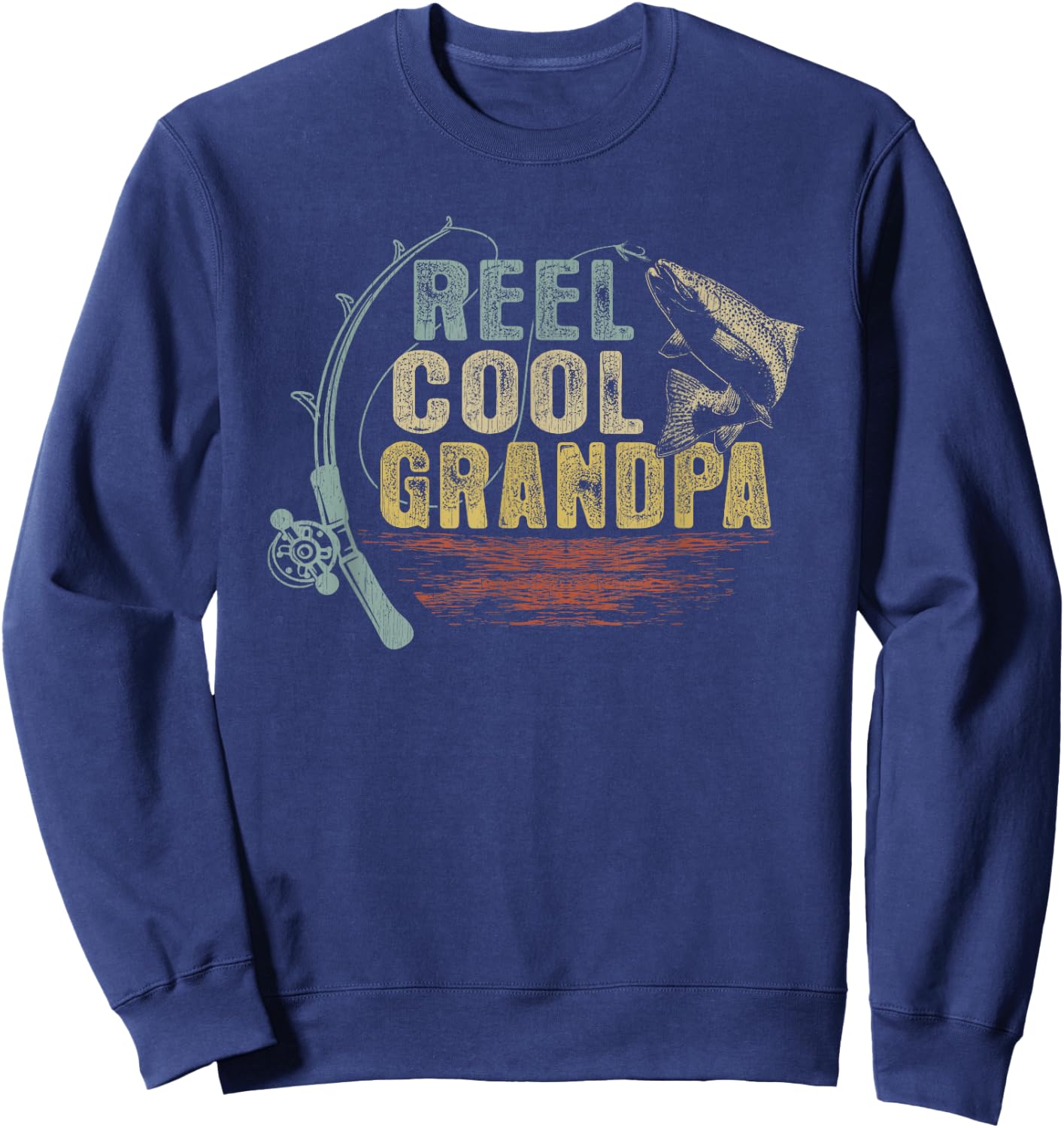 Funny Fishing Vintage Reel Cool Grandpa Sweatshirt - Sweatshirt | Navy