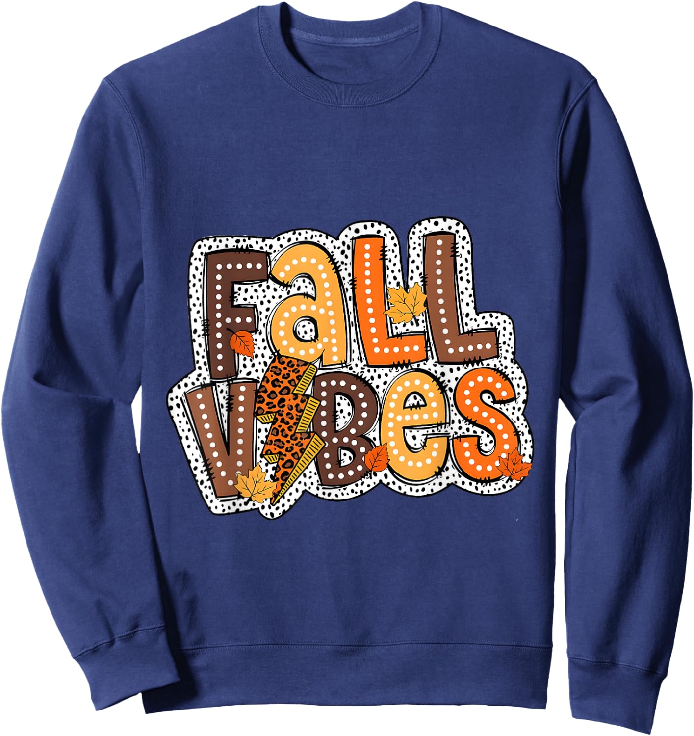 Fall Vibes,Groovy Face Retro Fall Season Autumn Sweatshirt - Sweatshirt | Navy
