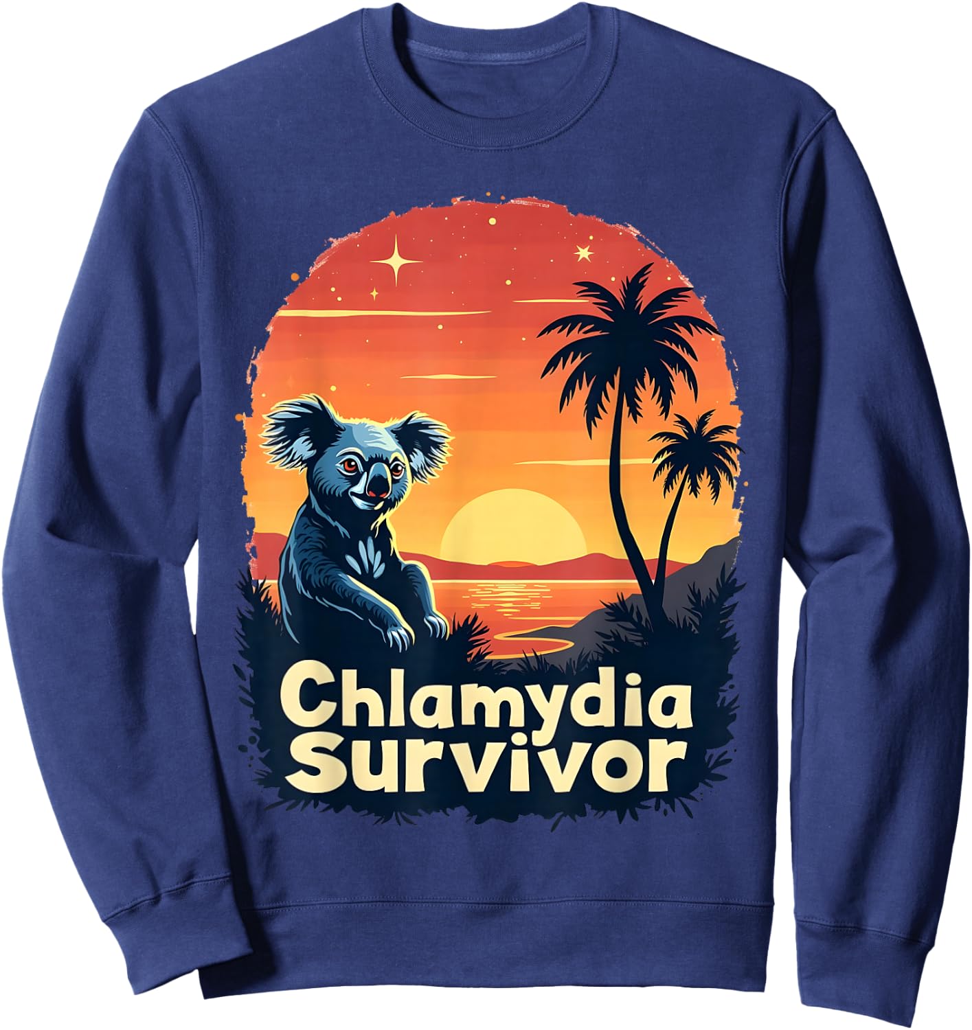 Chlamydia Survivor Funny Adult Joke Retro Vintage Koala Men Sweatshirt - Sweatshirt | Navy