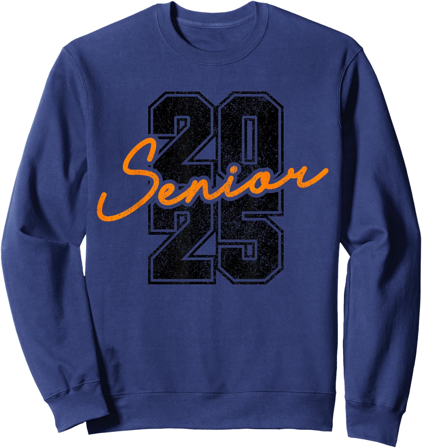 Class of 2025 Senior High School College Grad Retro Orange Sweatshirt - Sweatshirt | Navy