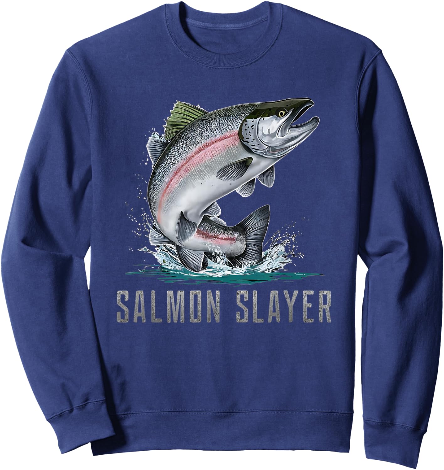 Salmon Slayer Fishing Sweatshirt - Sweatshirt | Navy