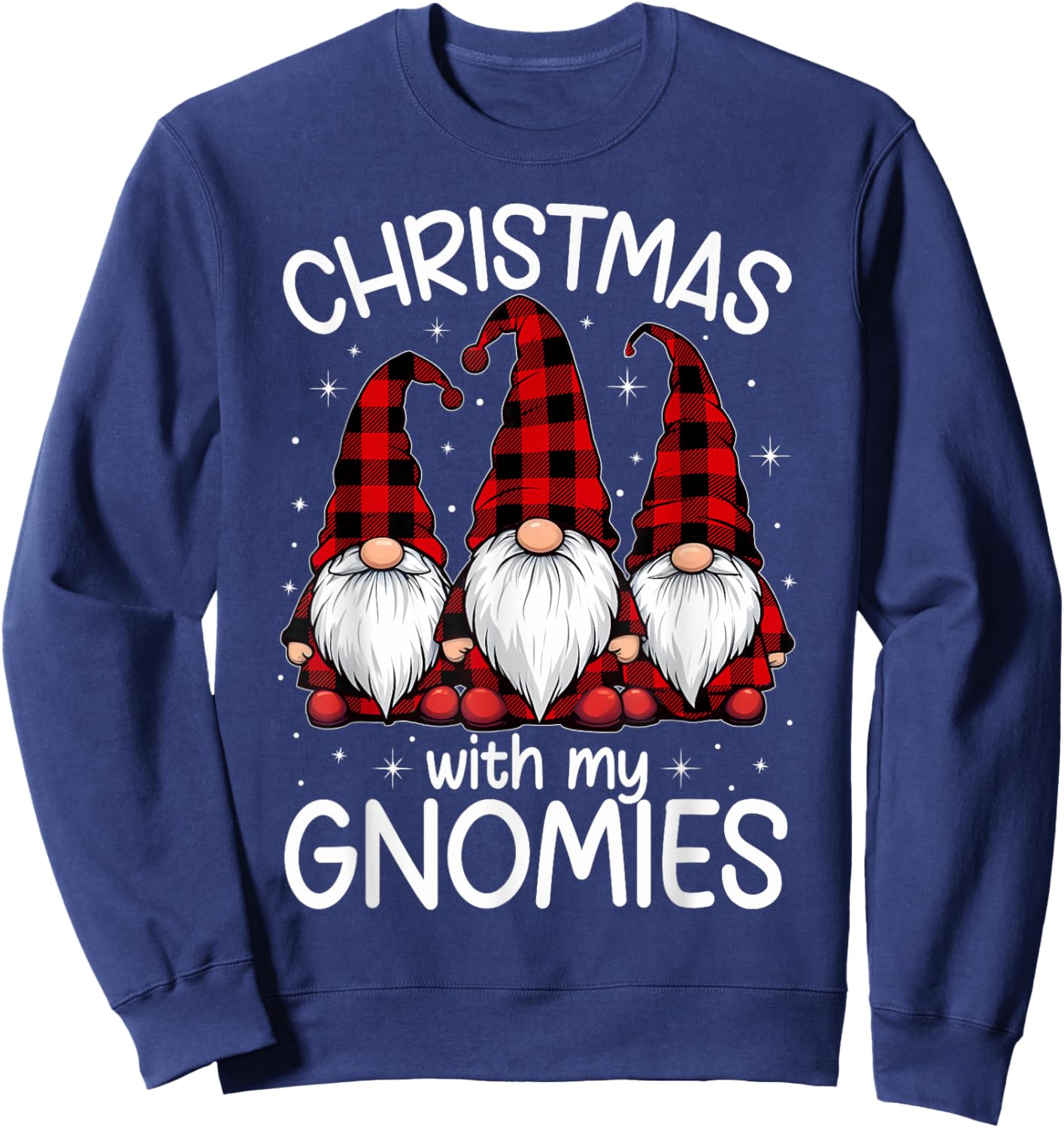 Christmas With My Gnomies Xmas Family Gnome Red Black Plaid Sweatshirt - Sweatshirt | Navy