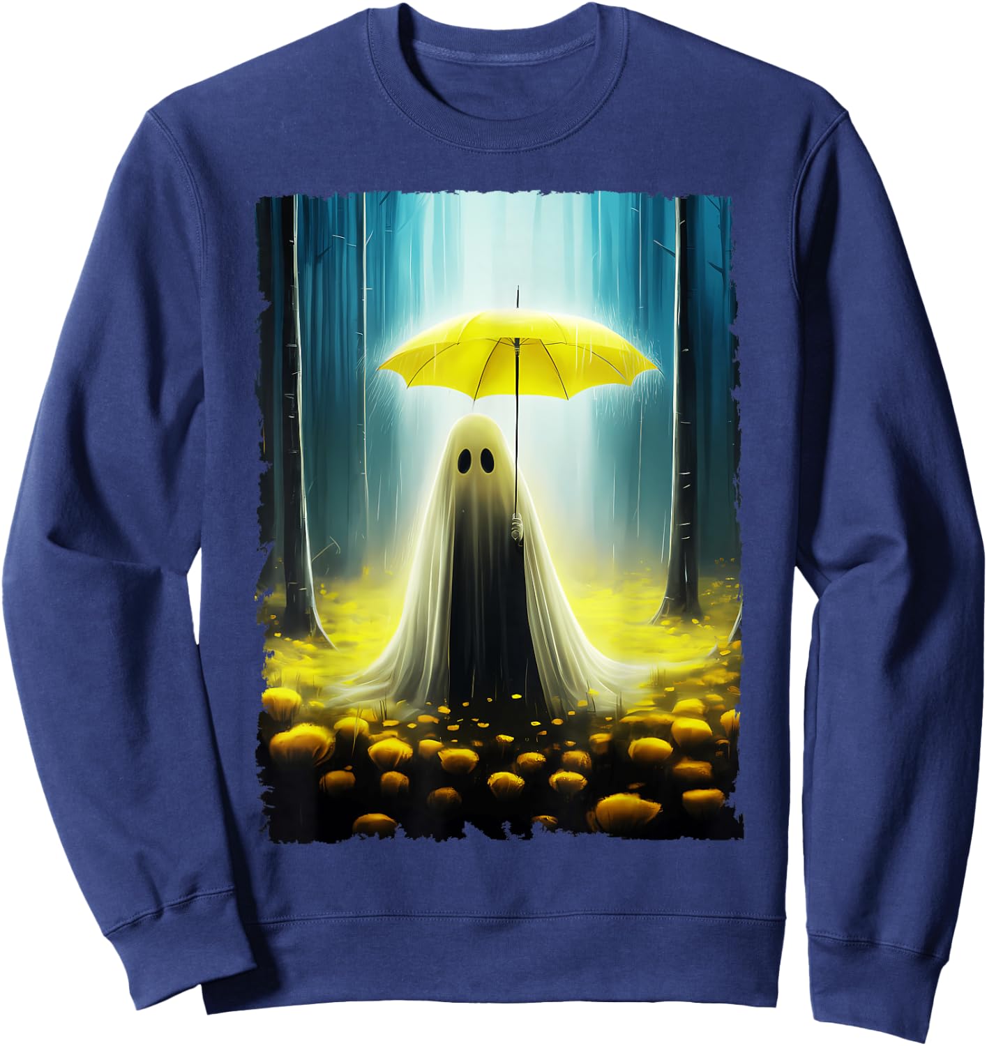 Vintage Floral Ghost Halloween Costume Gothic Ghost Spooky Sweatshirt - Sweatshirt | Navy