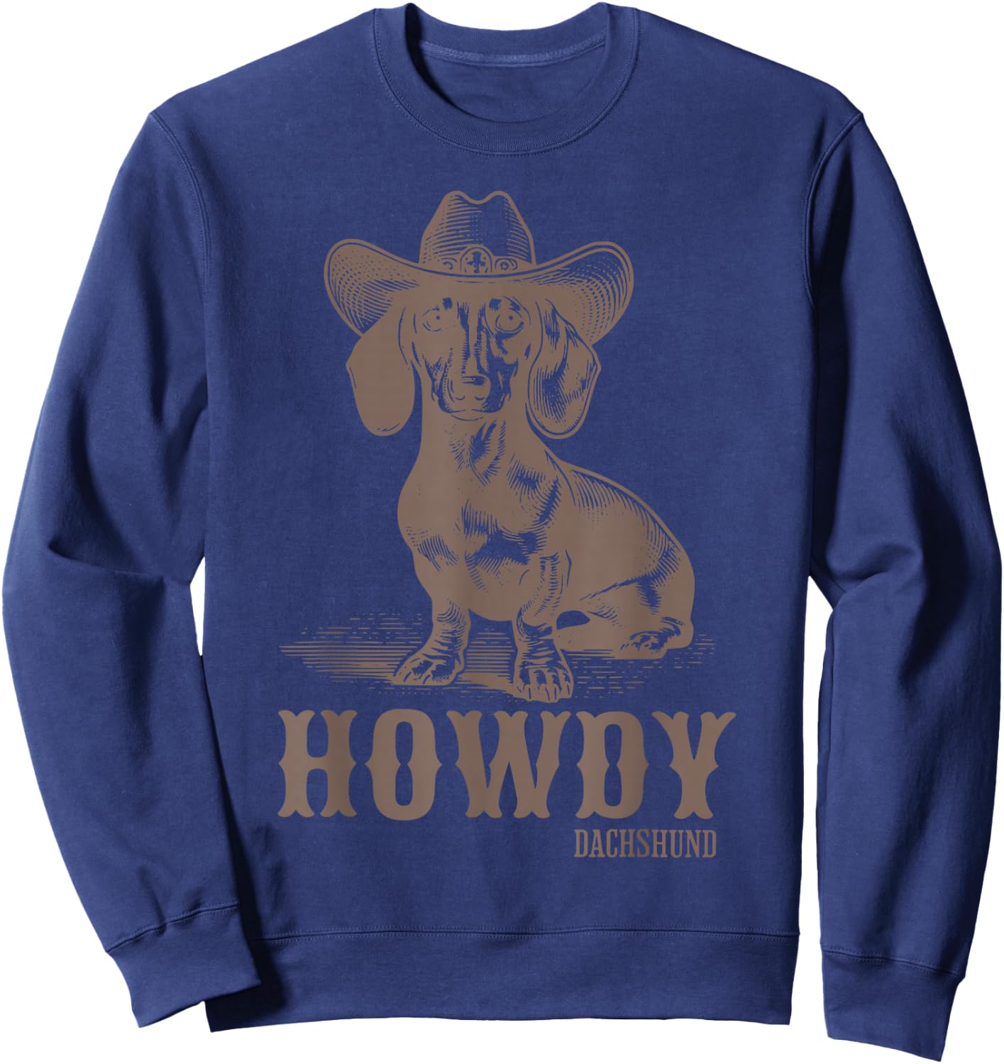 Vintage Rodeo Cowboy Hat Dachshund Howdy Western Doxie Mama Sweatshirt - Sweatshirt | Navy