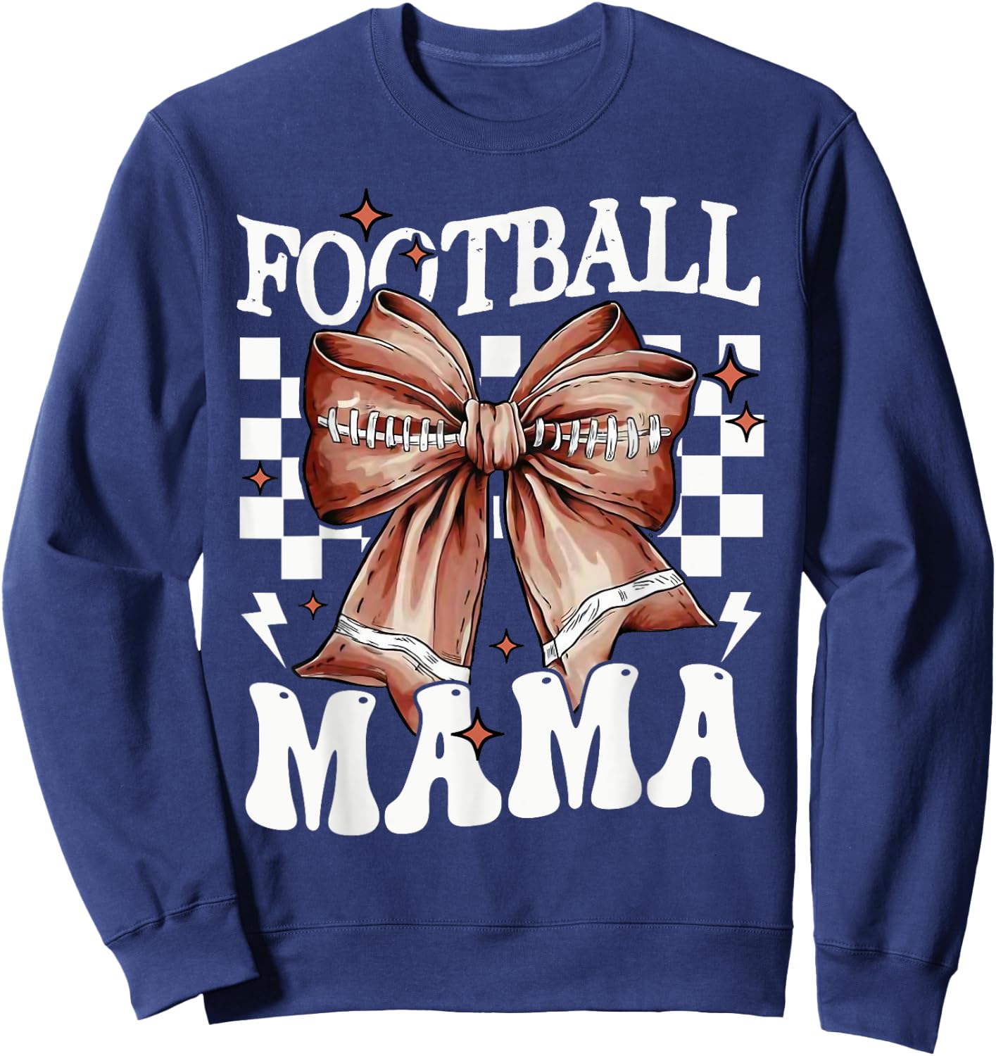 Coquette Bow American Football Mama Thanksgiving Autumn Fall Sweatshirt - Sweatshirt | Navy
