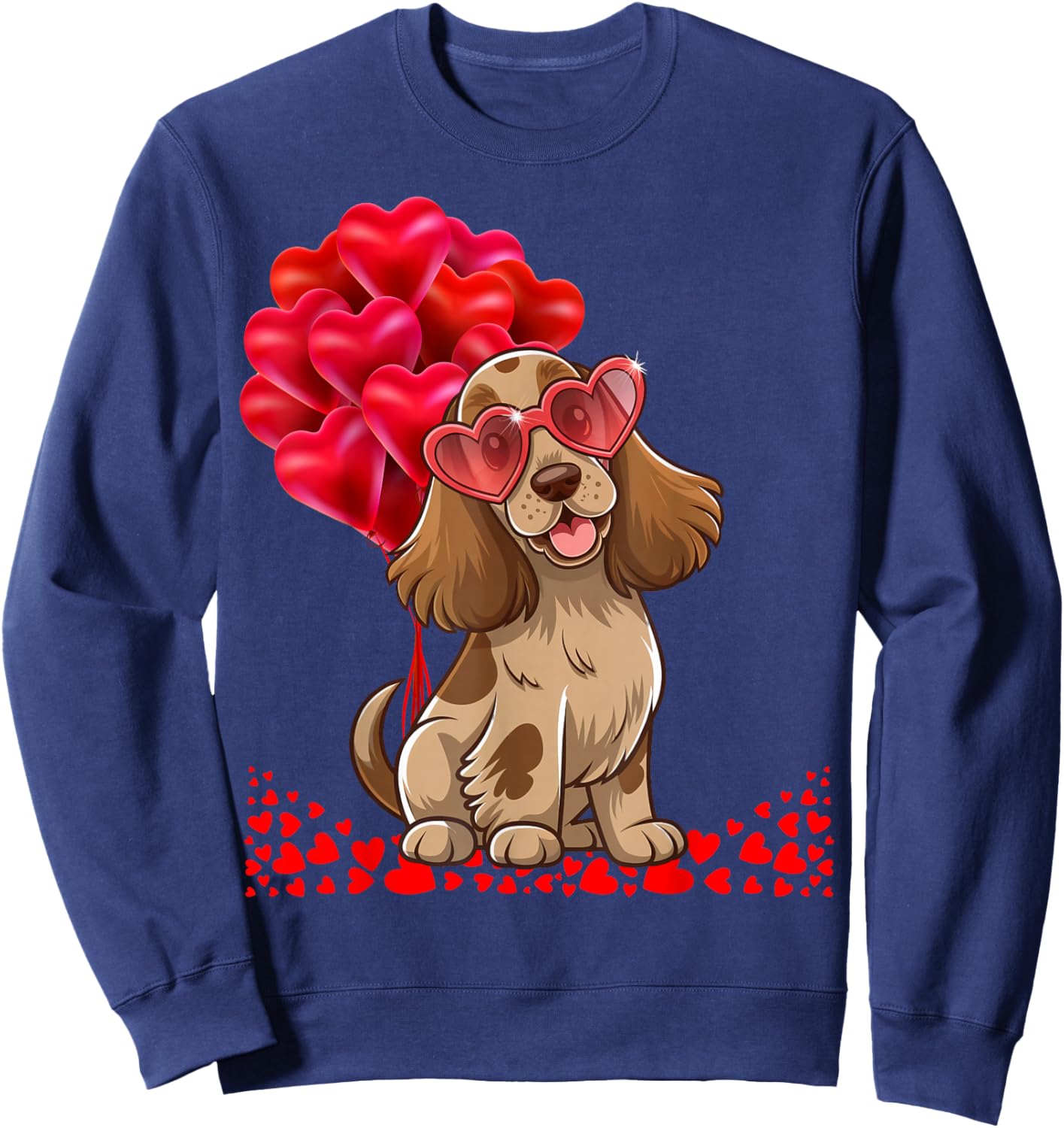 Cocker Spaniel Dog Valentine's Day Heart Men Women Matching Sweatshirt - Sweatshirt | Navy