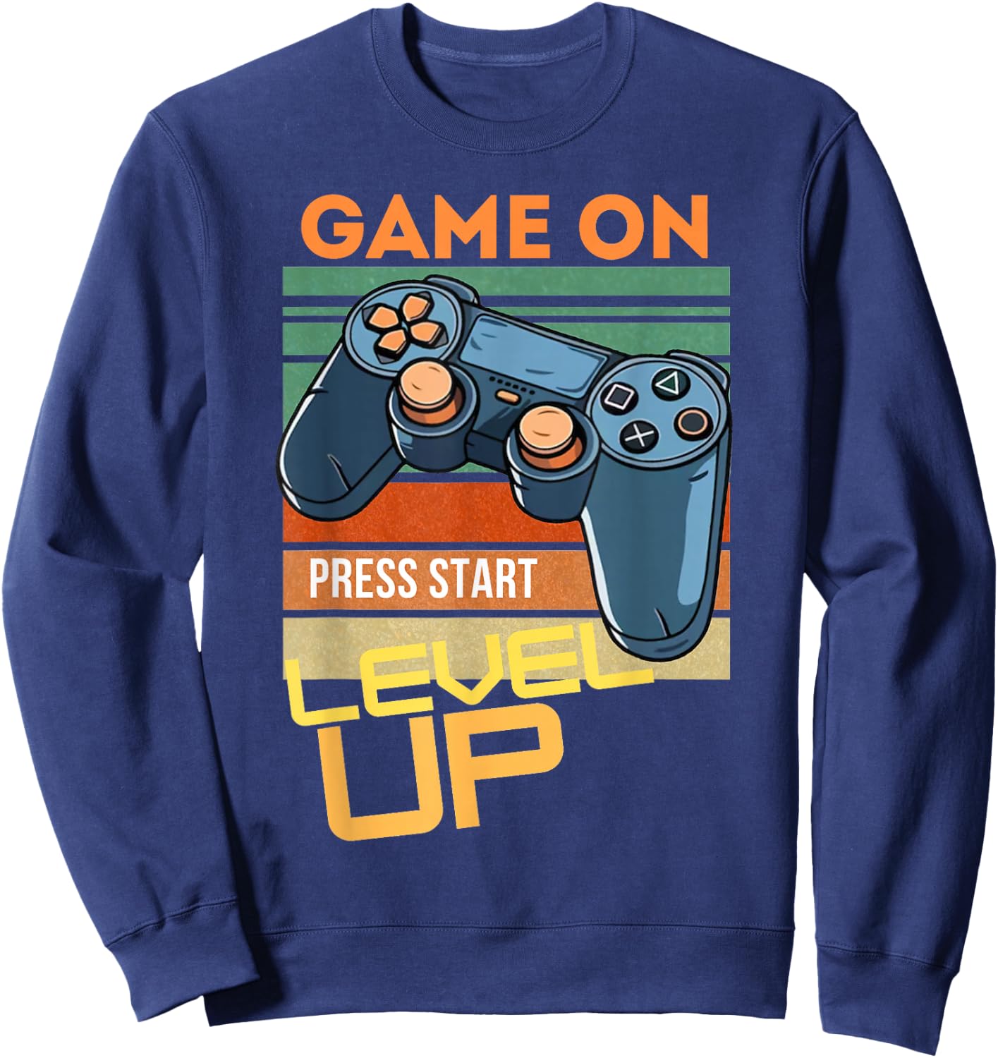 Game On Press Start Level Up Sweatshirt - Sweatshirt | Navy