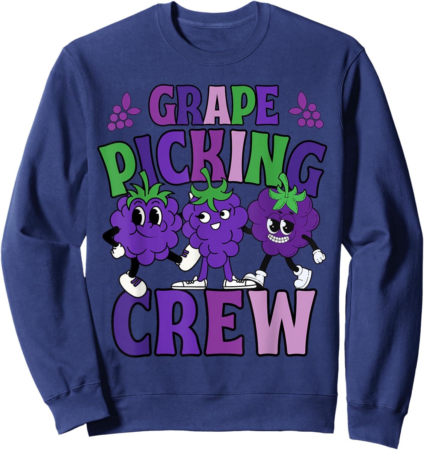 Funny Grape Picking Squad Crew Shirts Custom for Kids 2025 Sweatshirt - Sweatshirt | Navy