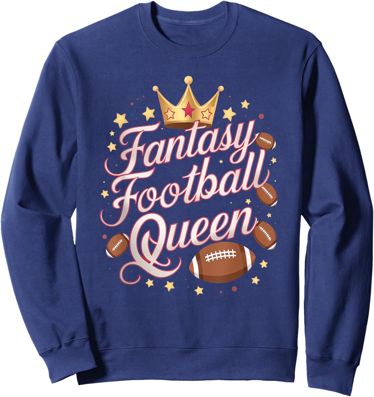 Fantasy Football Queen Funny Girls Sweatshirt - Sweatshirt | Navy