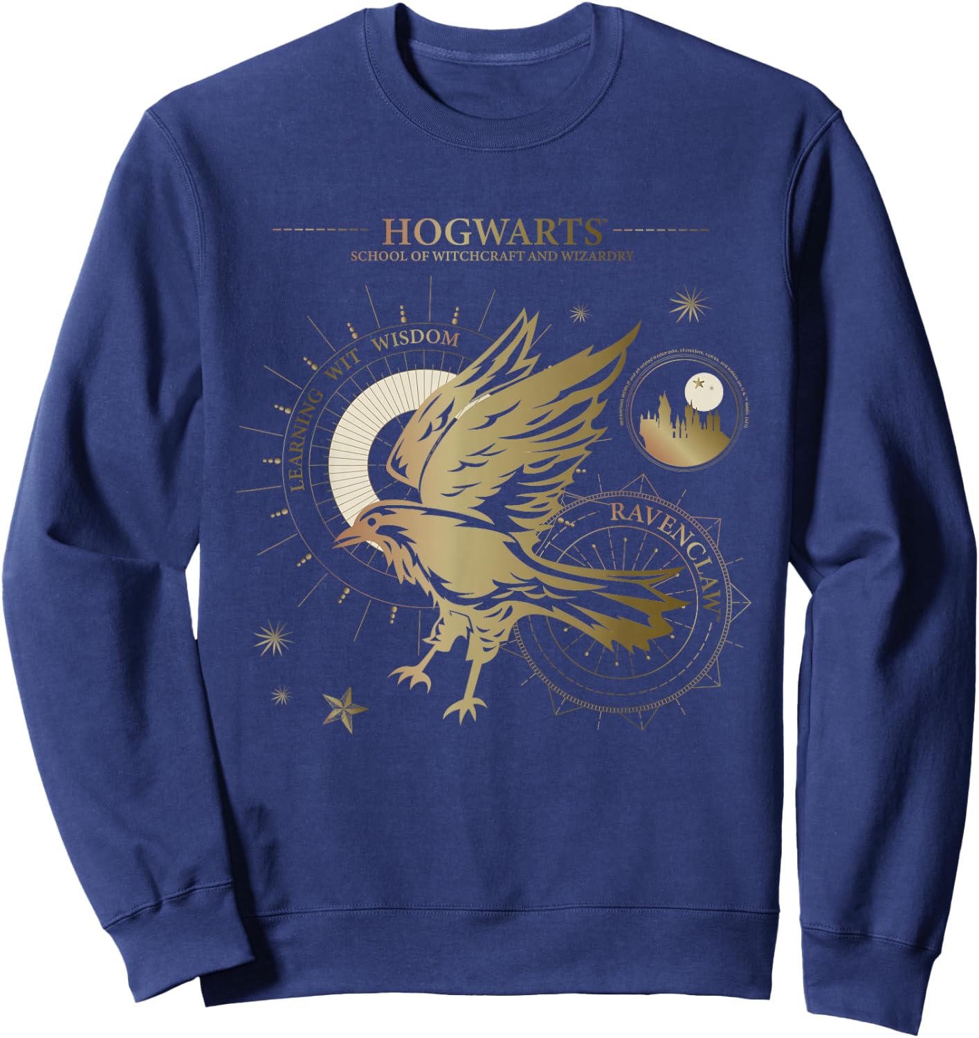 Popfunk Harry Potter Learning, Wit, Wisdom, Ravenclaw -Adults, Kids Blue Short Sleeve Sweatshirt - Sweatshirt | Navy