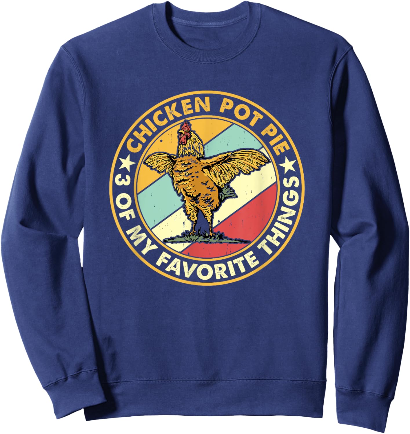 Chicken Pot Pie Funny Chicken Lover Gifts Sarcastic Humor Adult Black Small Modern Mandarin Collar Cartoon Short Sleeve Lightweight 1 Count Sweatshirt - Sweatshirt | Navy