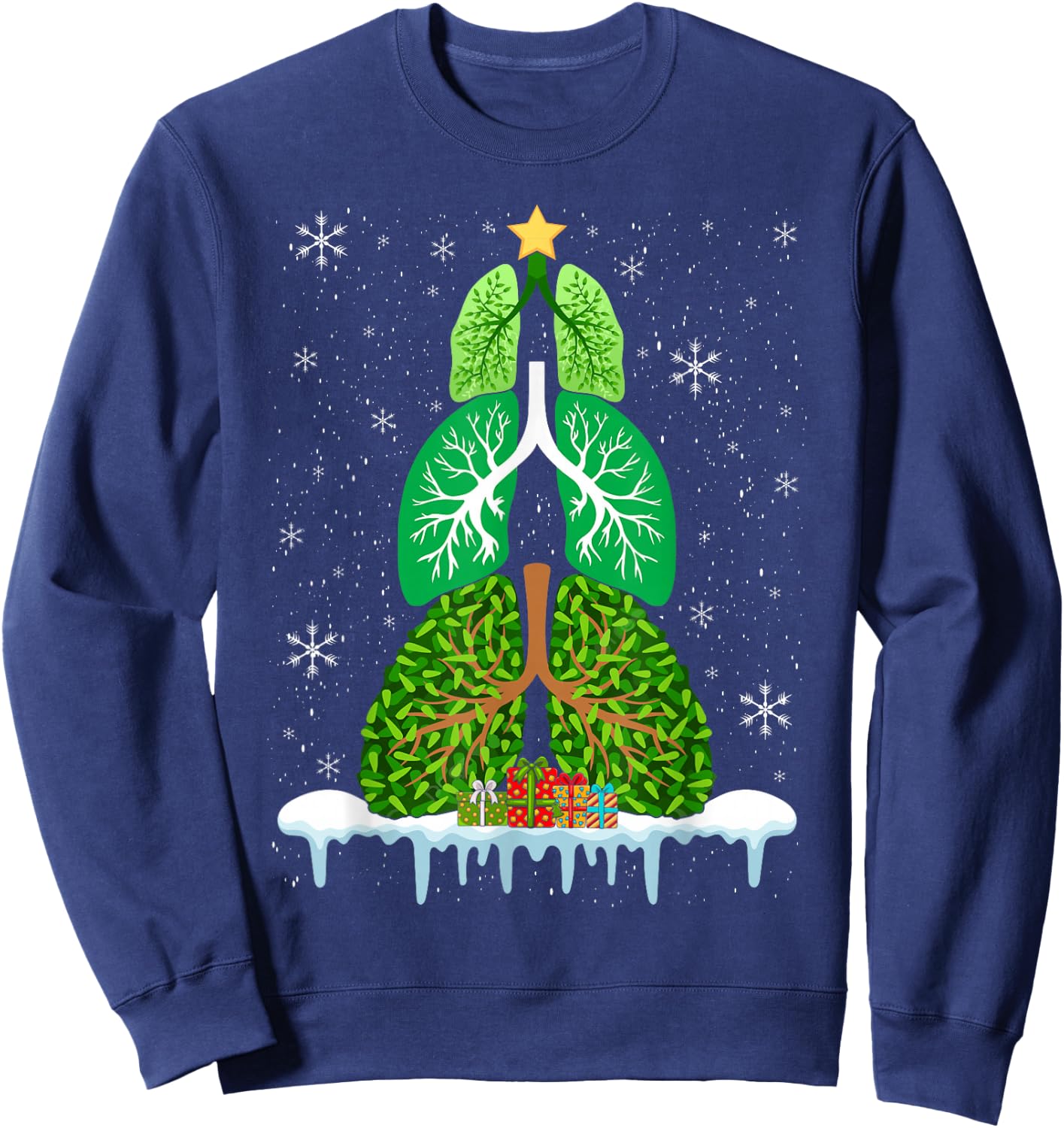 Lung Christmas Tree Respiratory Therapy Xmas Therapist Sweatshirt - Sweatshirt | Navy