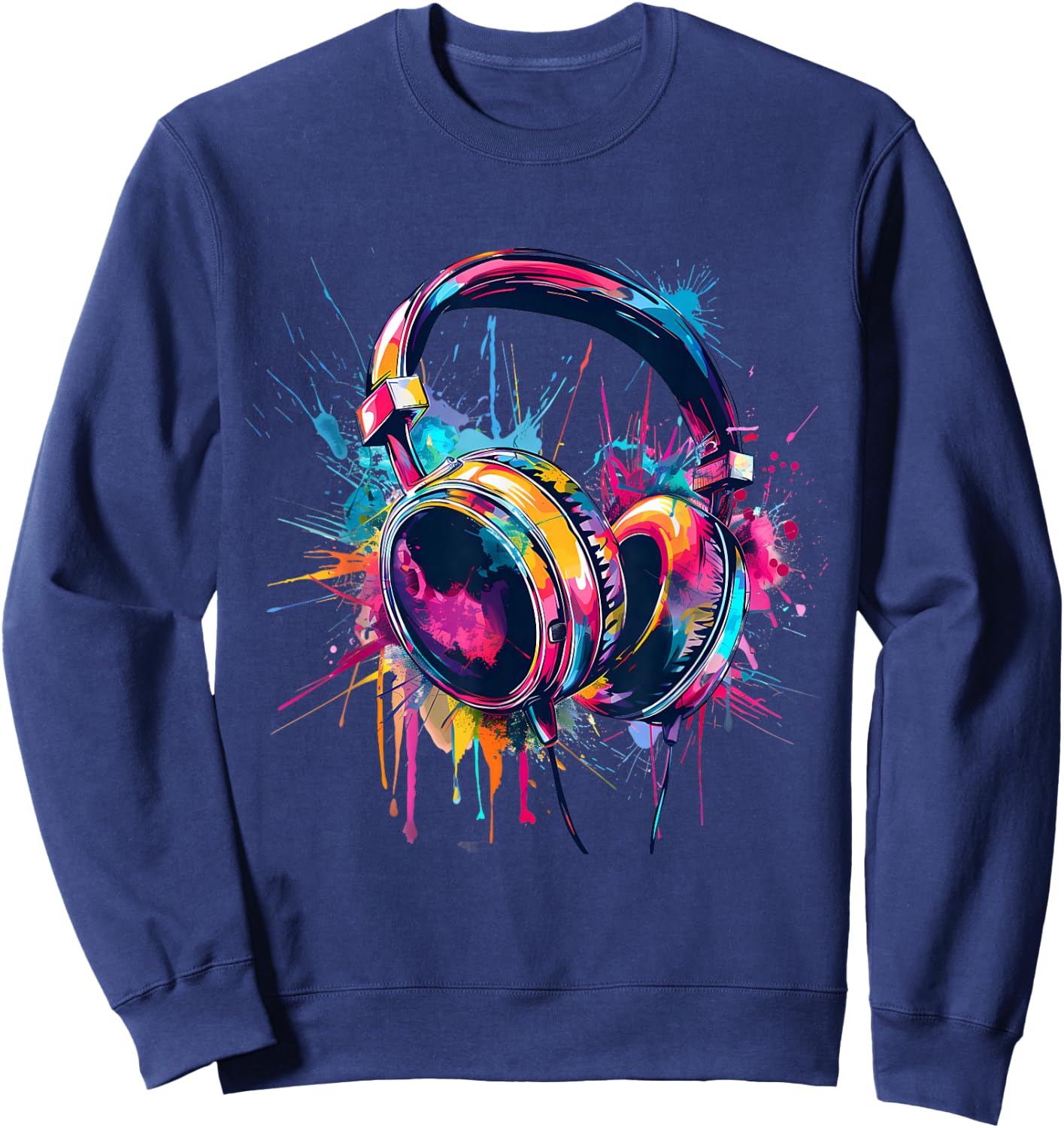 Headphones Music DJ Beatmaker Artwork Dance Music Splash Sweatshirt - Sweatshirt | Navy