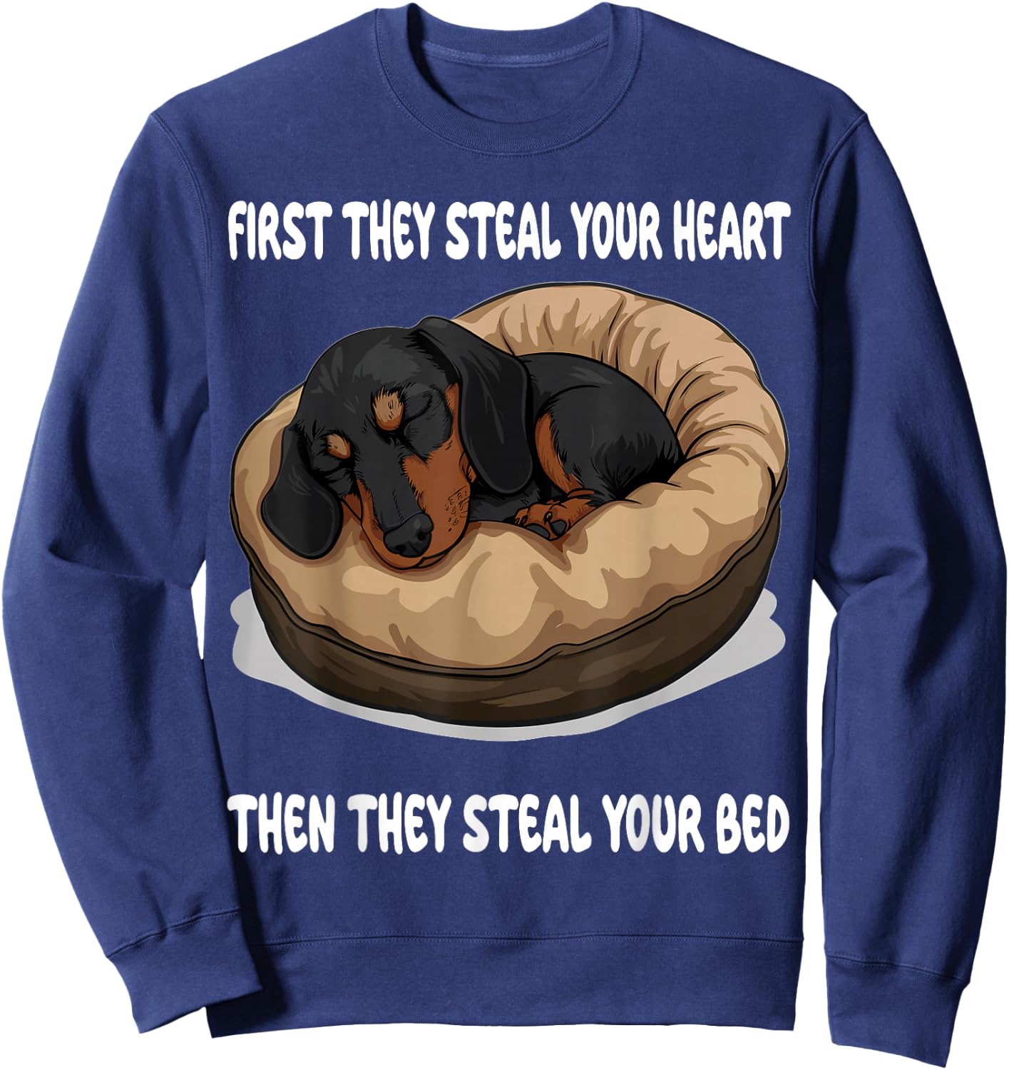 Dachshund Wiener Doxie Sleeping Pajamas Nightgown Sweatshirt - Sweatshirt | Navy
