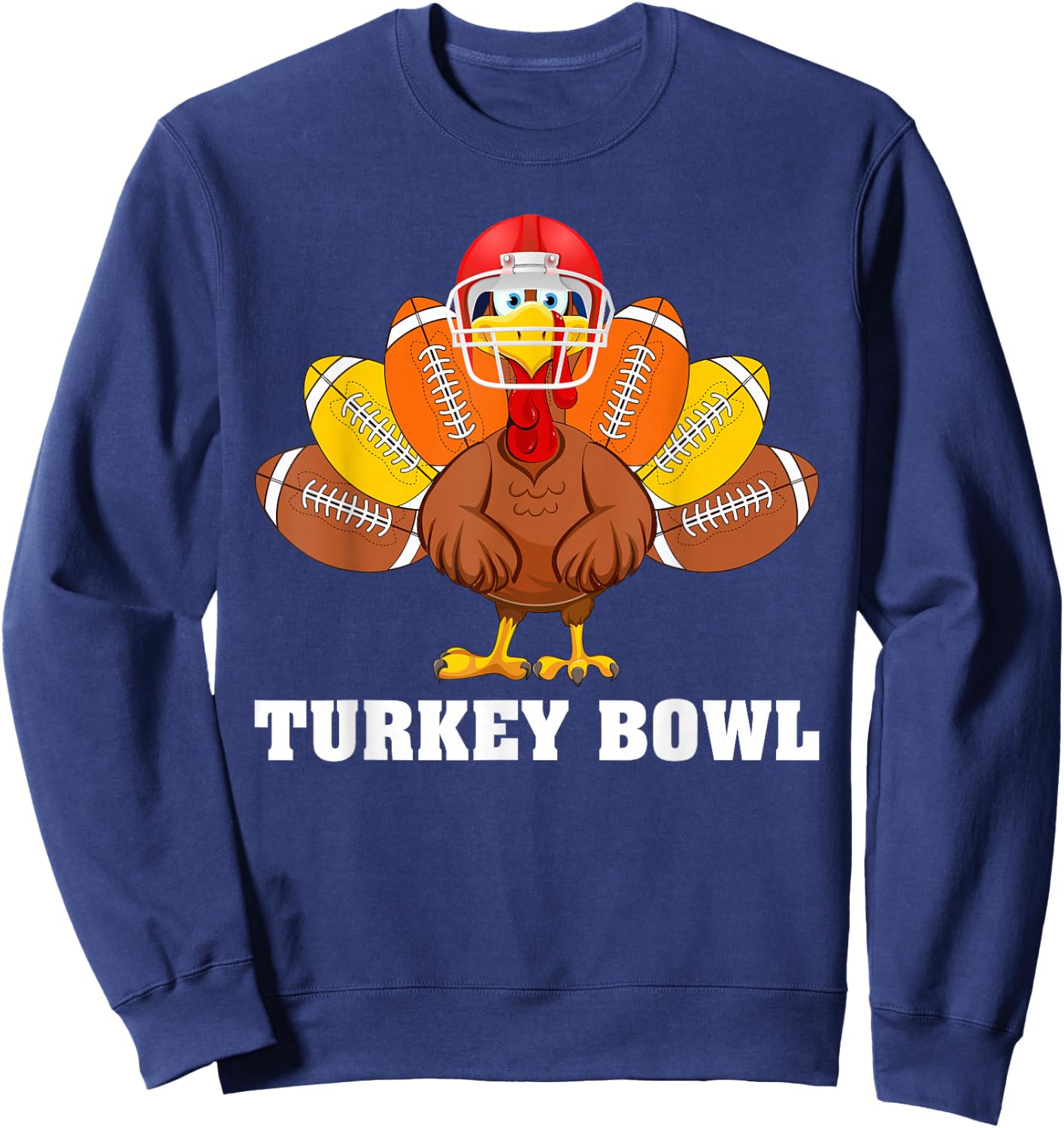 Funny Turkey American Football Bowl Thanksgiving Sweatshirt - Sweatshirt | Navy