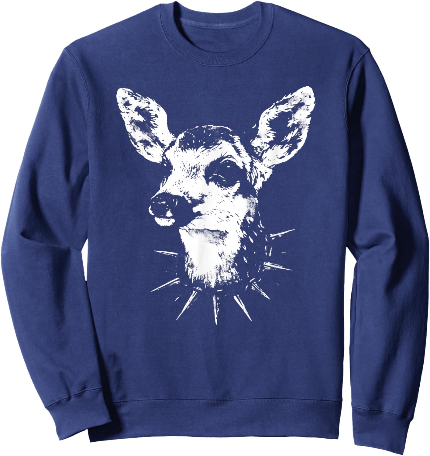 Funny Punk Deer Fawn | Weirdcore Goth Oddly Specific Grunge Sweatshirt - Sweatshirt | Navy