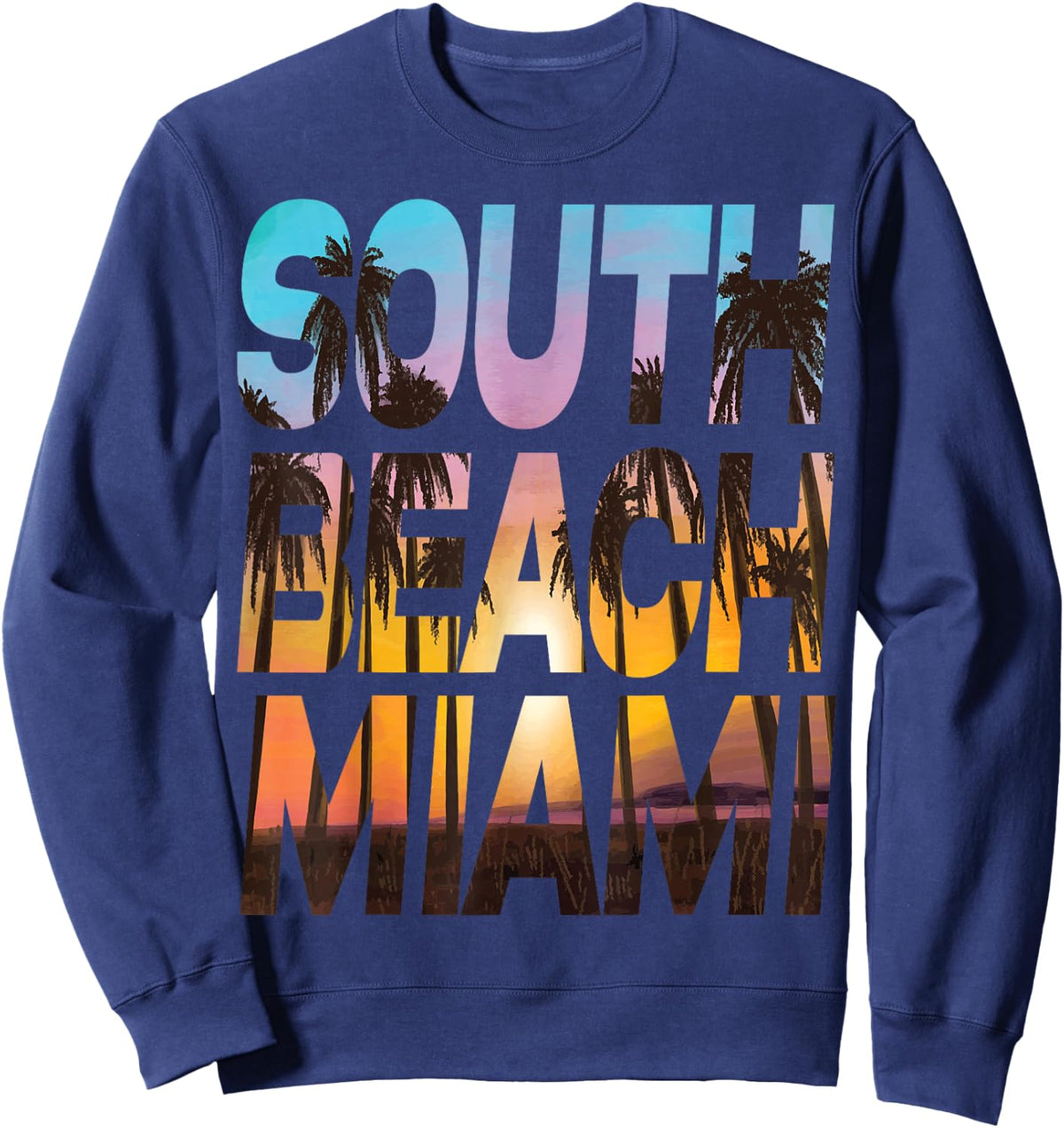 South Beach Miami Sunset - I Love Miami Beach Souvenir Sweatshirt - Sweatshirt | Navy