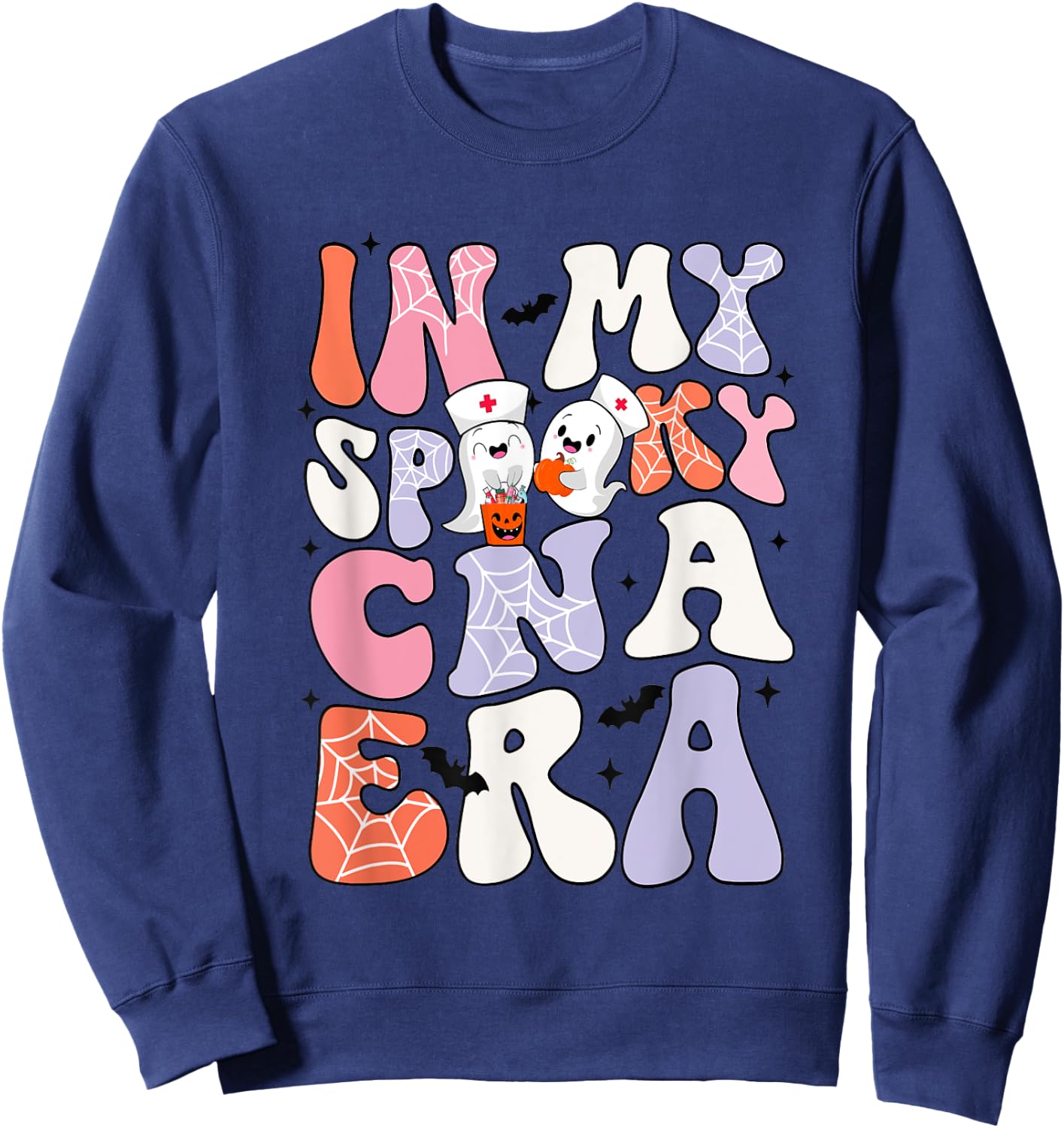 In My Spooky CNA Era Halloween Certified Nursing Assistants Sweatshirt - Sweatshirt | Navy