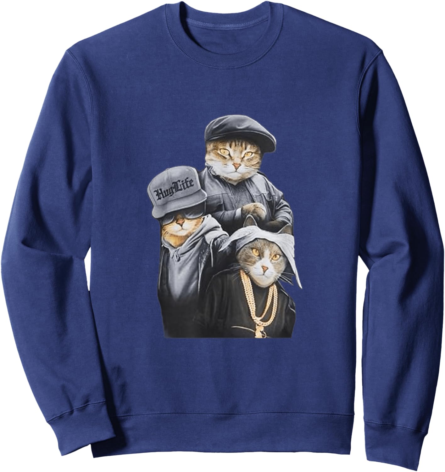 Funny Cat Trio Gangster Thug Cat Sweatshirt - Sweatshirt | Navy