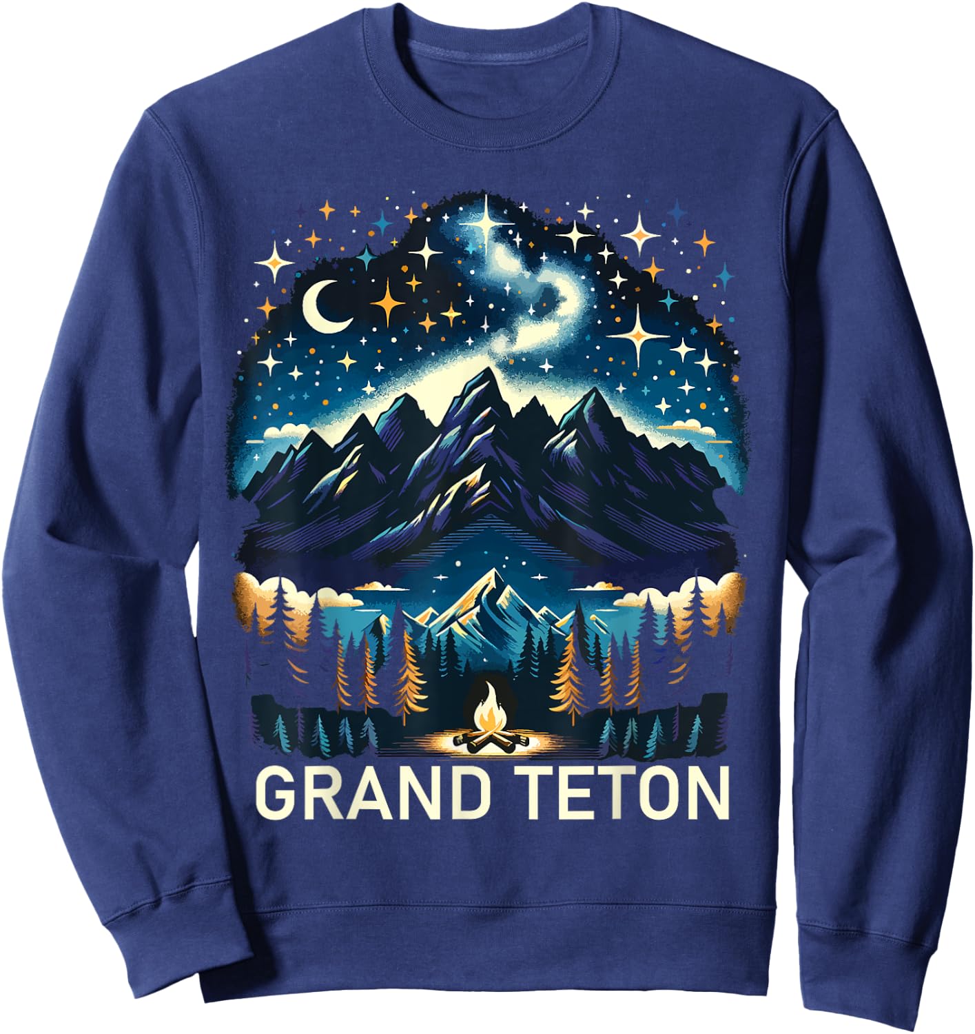 Grand Teton National Park Starlight Night Wyoming Vintage Sweatshirt - Sweatshirt | Navy