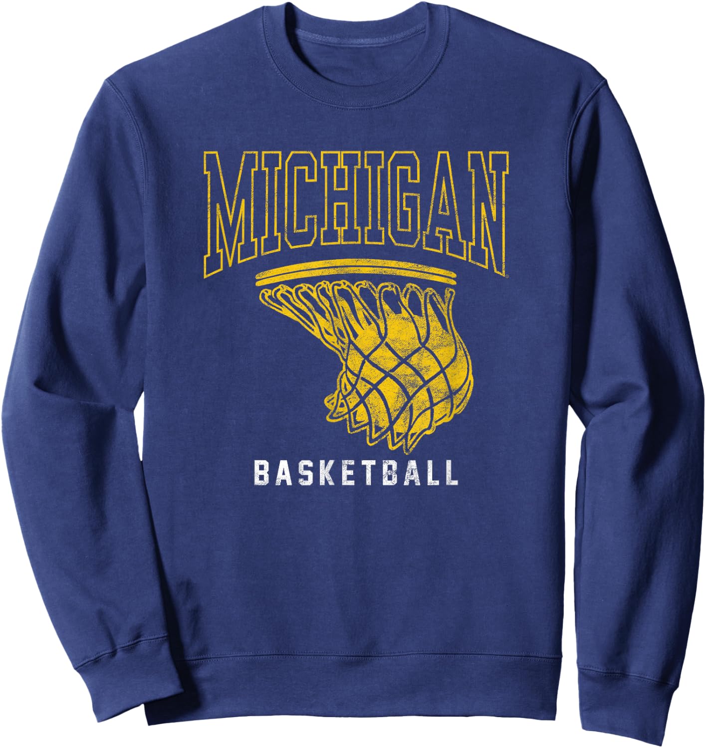 University of Michigan Wolverines U of M Basketball Hoop Sweatshirt - Sweatshirt | Navy