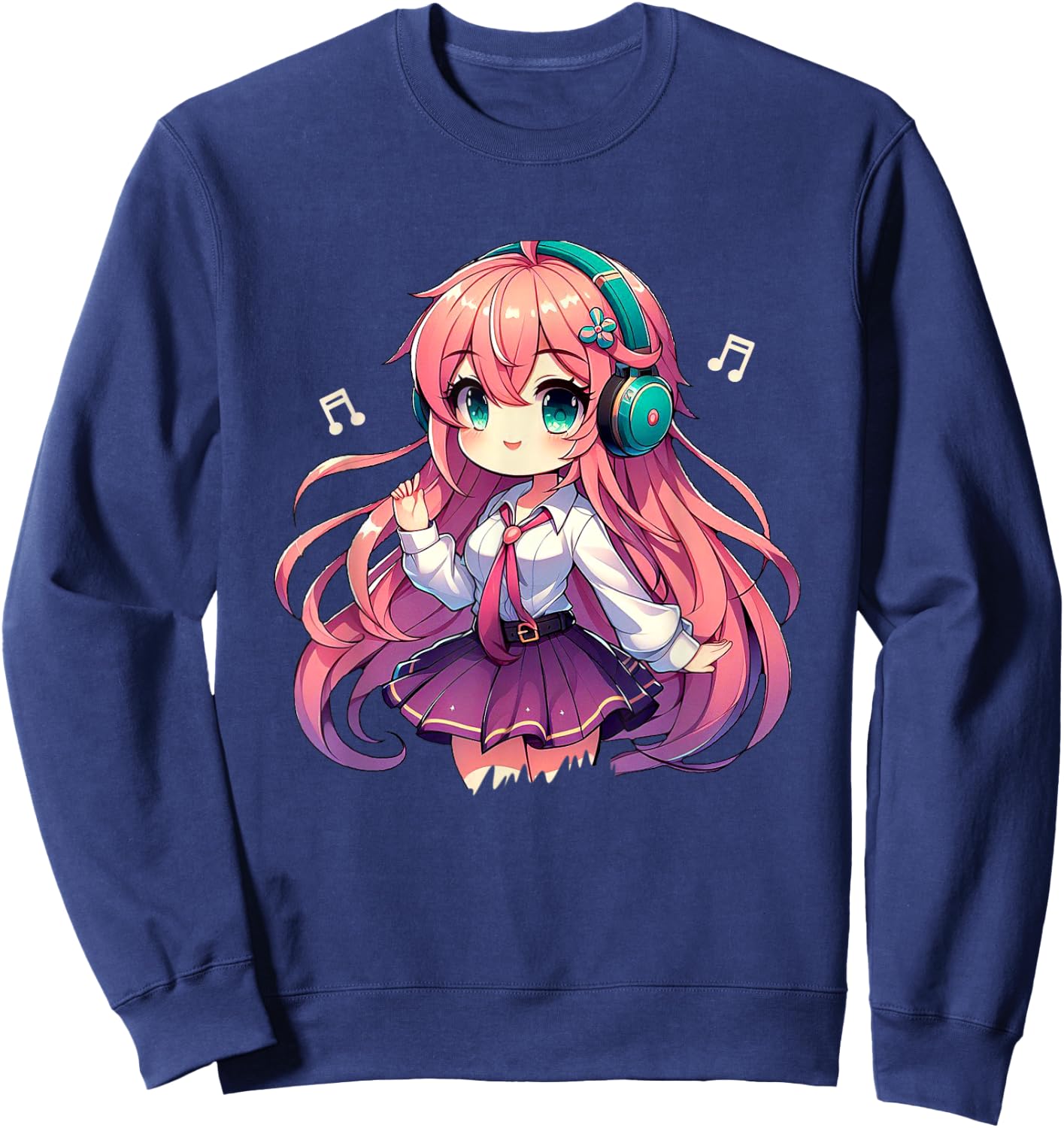 Kawaii Chibi Anime Girl Anime Merch Cute Japanese Manga Fan Sweatshirt - Sweatshirt | Navy