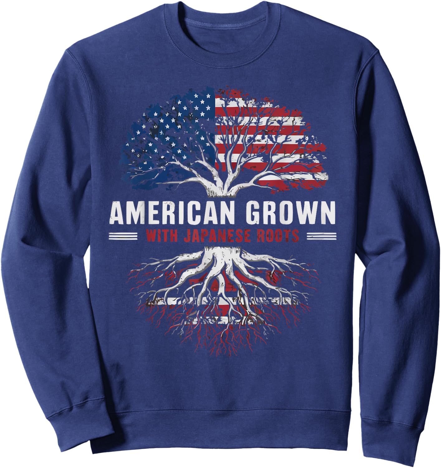Half Japanese Half American USA Flag Japan America Sweatshirt - Sweatshirt | Navy