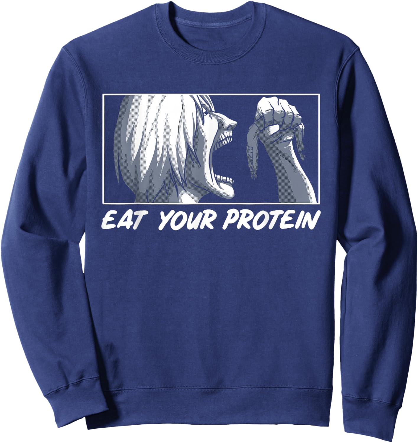 Eat Your Protein Anime Gym Manga Bodybuilding Fitness Anime Sweatshirt - Sweatshirt | Navy