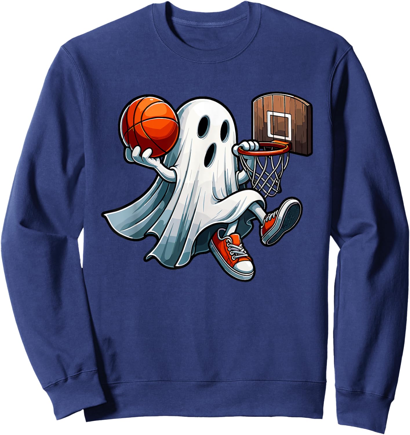Ghost Playing Basketball Dunk Halloween Costume Sports Lover Sweatshirt - Sweatshirt | Navy