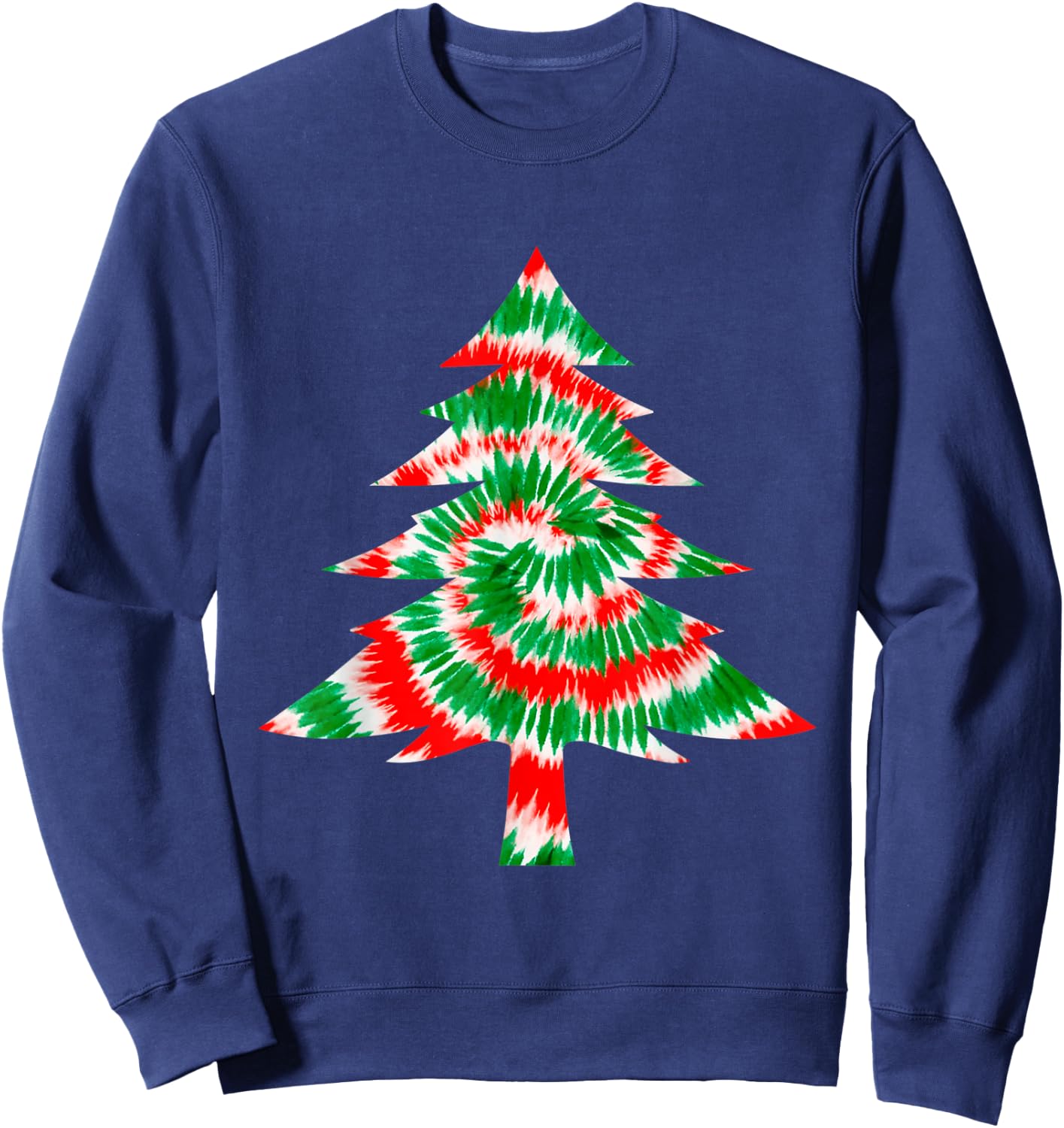 Tie Dye Christmas Tree Funny Xmas Holidays Party Men Women Sweatshirt - Sweatshirt | Navy