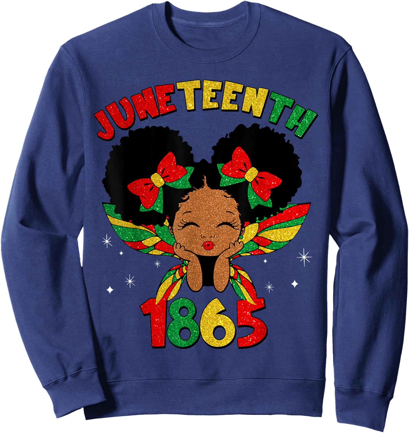 Juneteenth 1865 African American Black Princess Kids Girls Sweatshirt - Sweatshirt | Navy