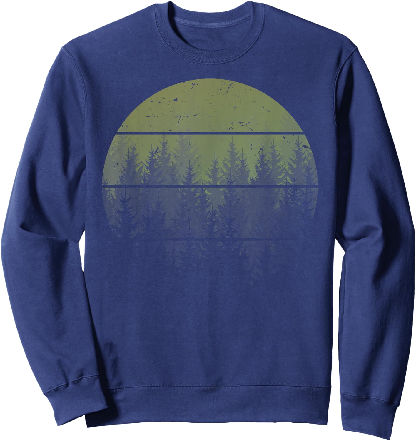 Retro Forest Trees Outdoors Nature Women Men Vintage Graphic Sweatshirt - Sweatshirt | Navy