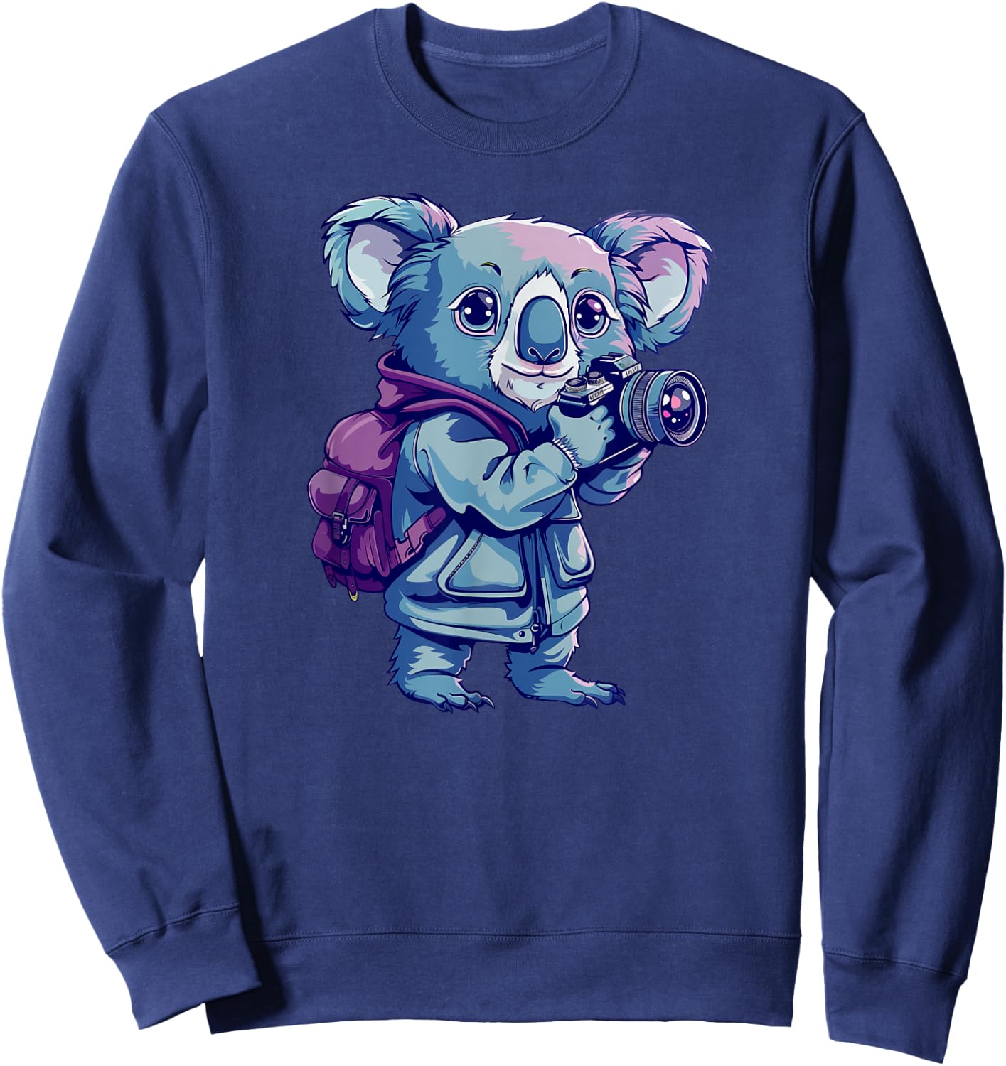 Koala With A Camera - Cute Koala Bear Photographer Sweatshirt - Sweatshirt | Navy
