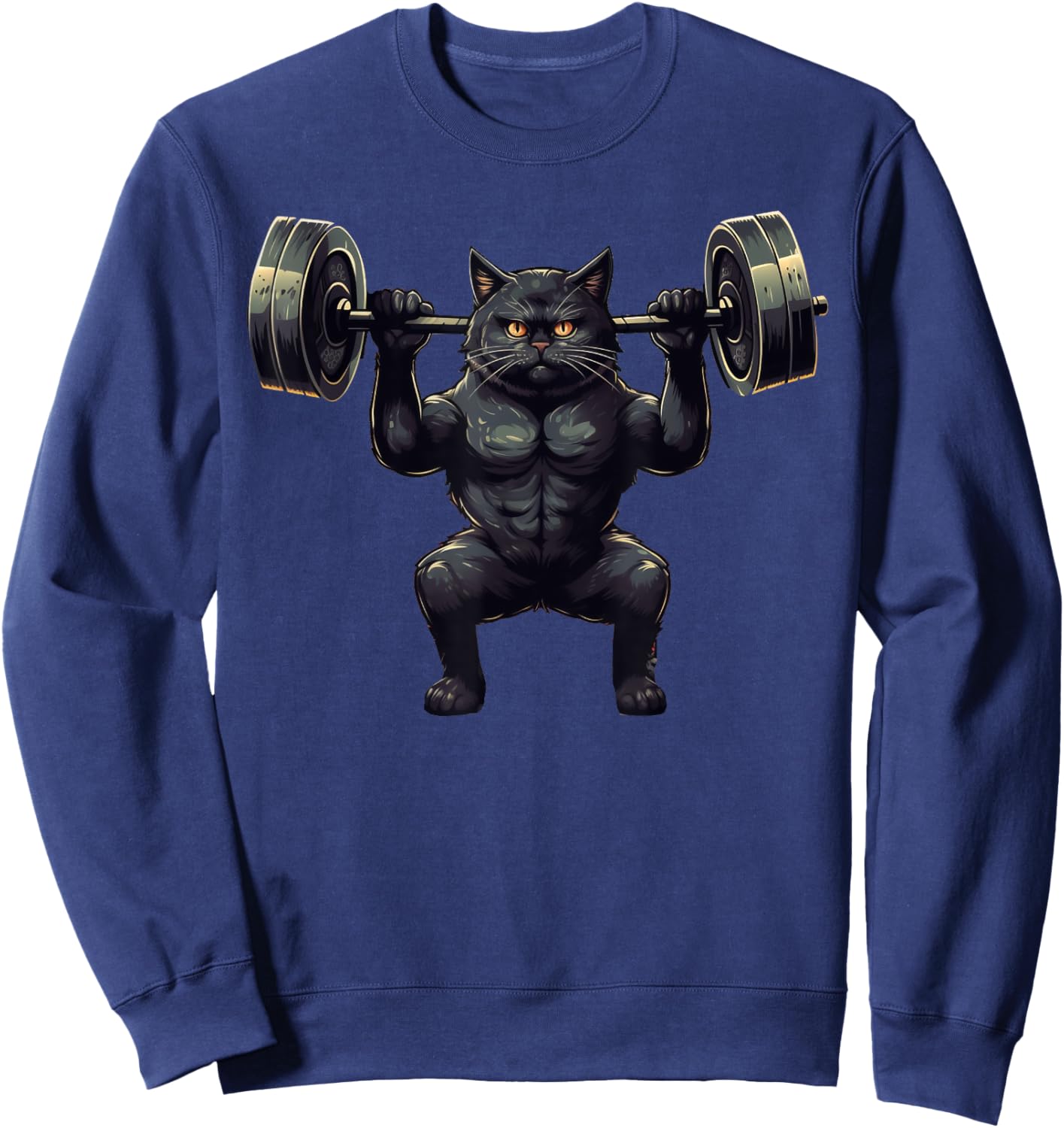 Black Cat Powerlifting Weightlifting Gym Workout Men Women Kids Sweatshirt - Sweatshirt | Navy