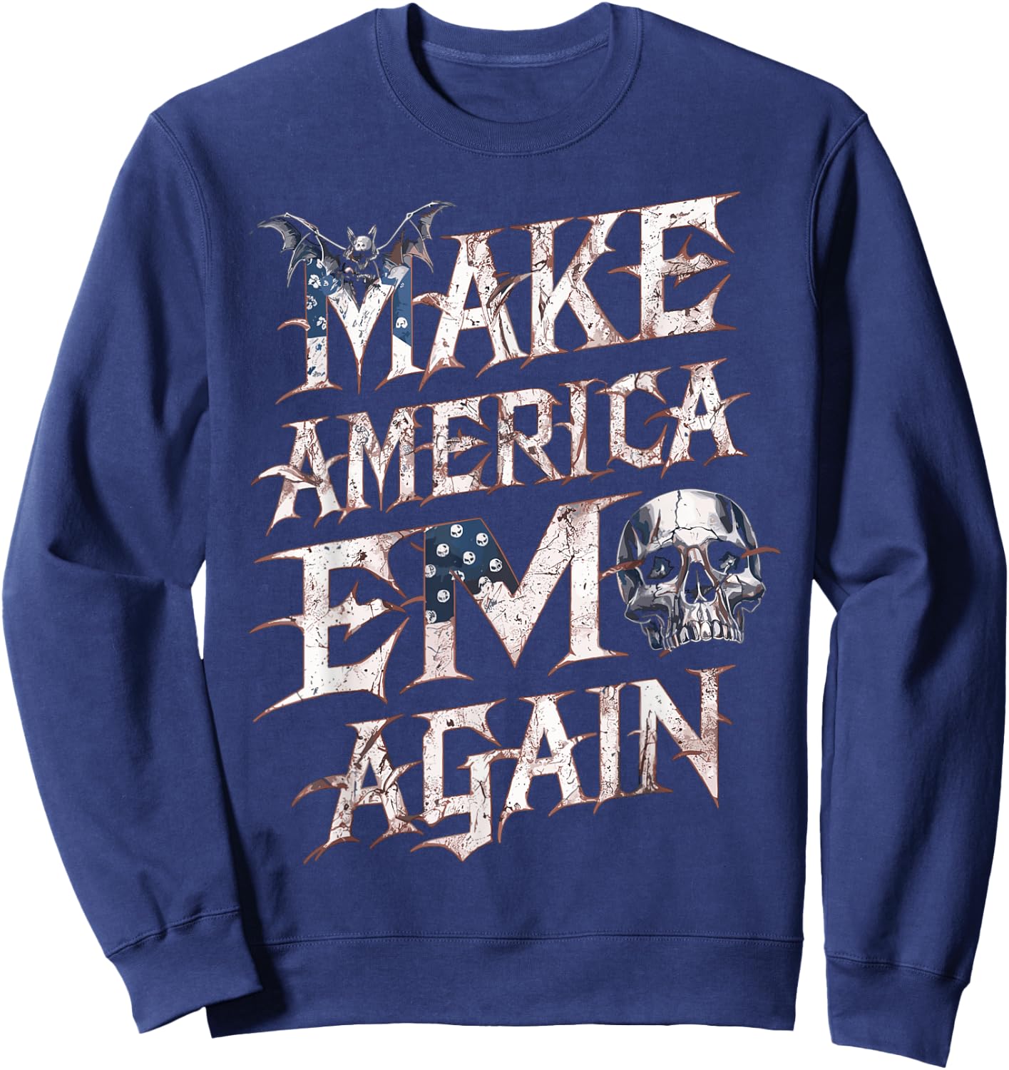 Make America Emo Again Funny Sweatshirt - Sweatshirt | Navy