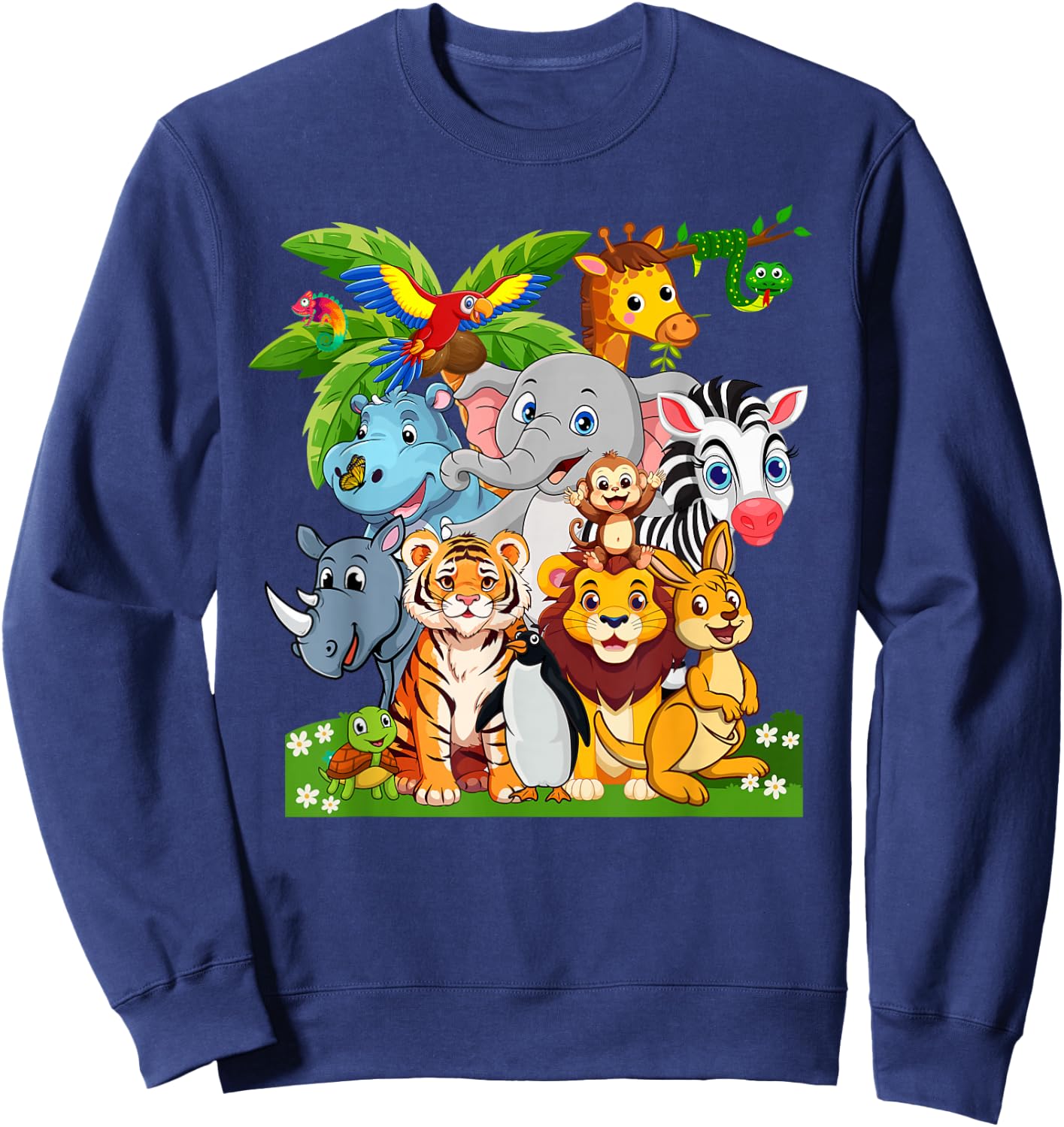 14 Animals Wildlife Birthday Party Safari Off To The Zoo Sweatshirt - Sweatshirt | Navy