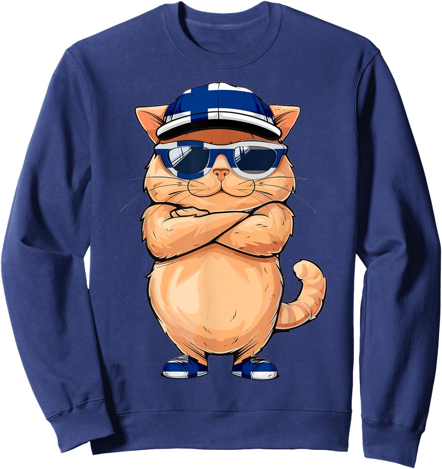 Finnish Flag Cat Mom Souvenirs Products Kitten Finland Sweatshirt - Sweatshirt | Navy