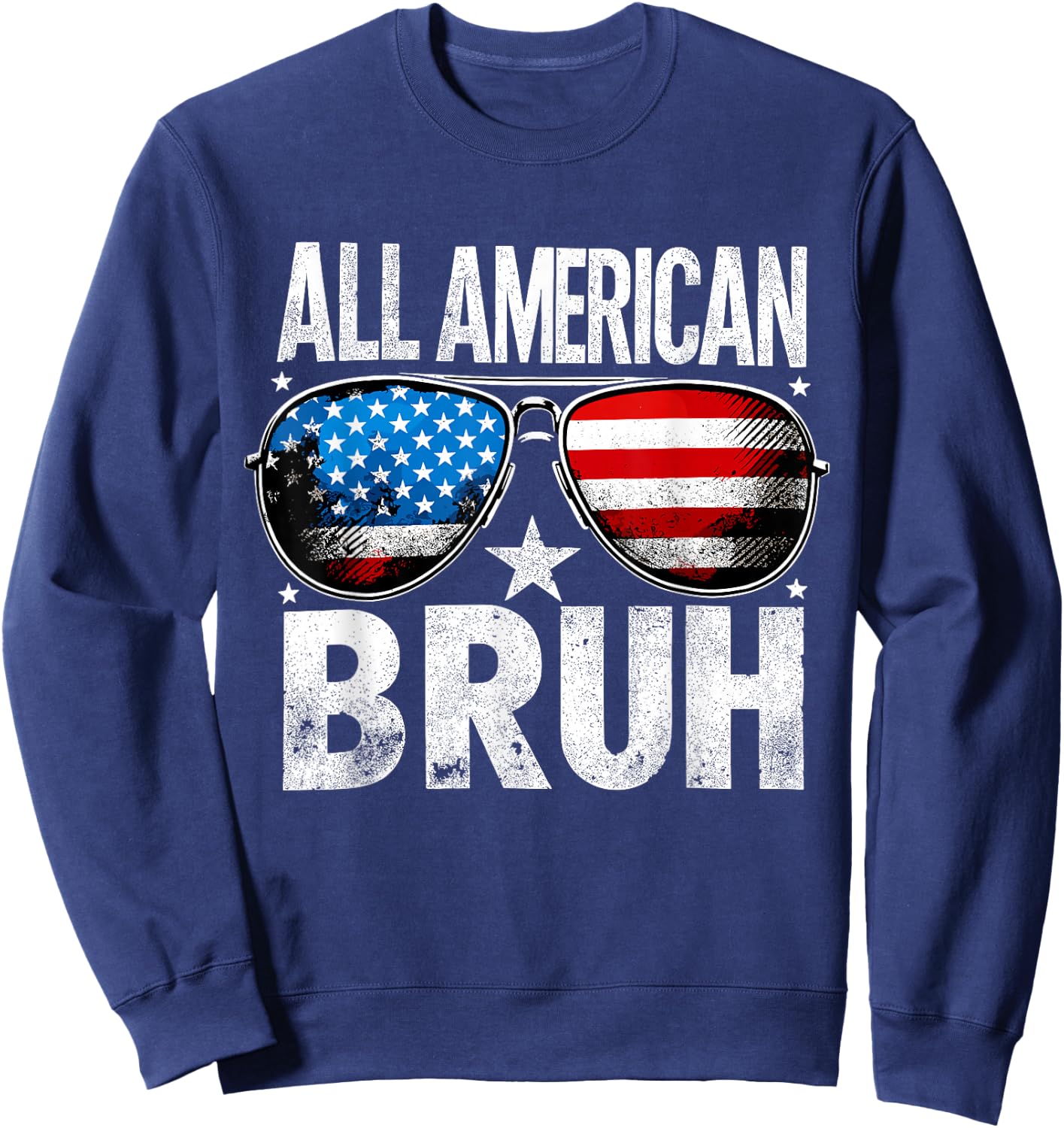 All American Bruh 4th of July Boys Patriotic Kids Sweatshirt - Sweatshirt | Navy