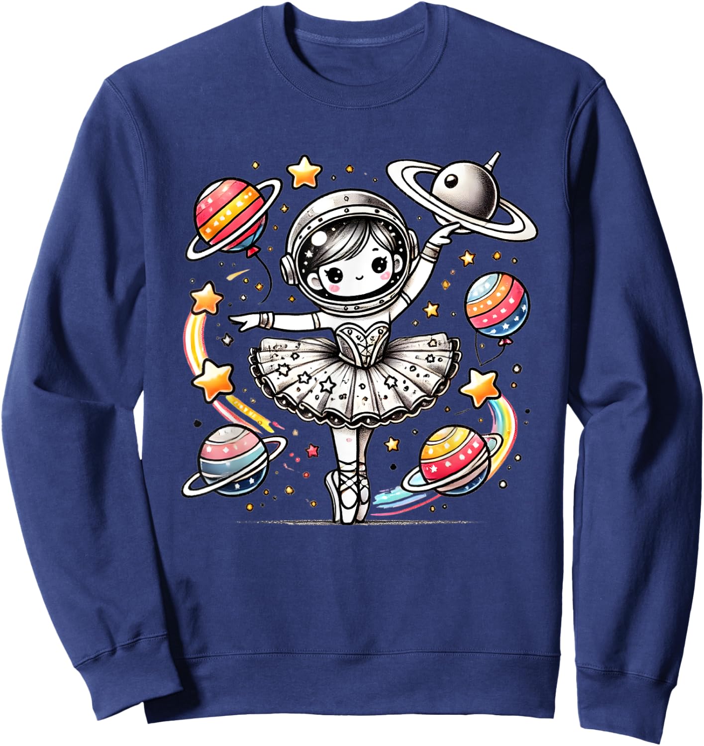 Ballerina Girl Space Astronaut Sweatshirt - Sweatshirt | Navy