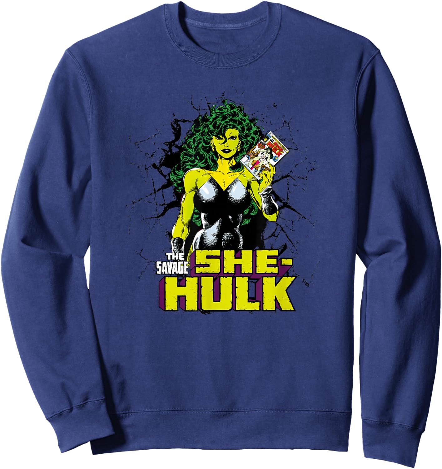 Marvel She-Hulk The Savage Vintage Comic Breakthrough Sweatshirt - Sweatshirt | Navy