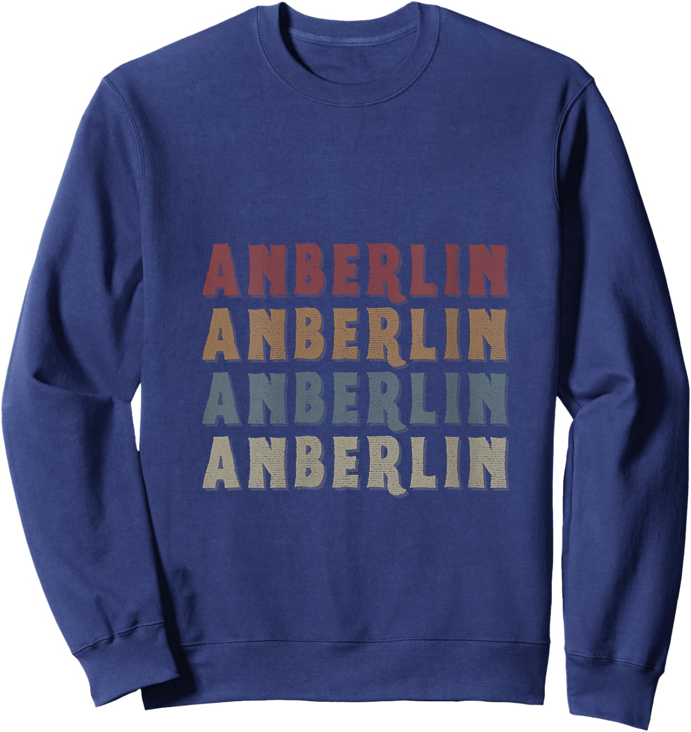 Women's Vintage Cool Anberlin First Name Funny Love Heart Anberlin V-Neck Sweatshirt - Sweatshirt | Navy