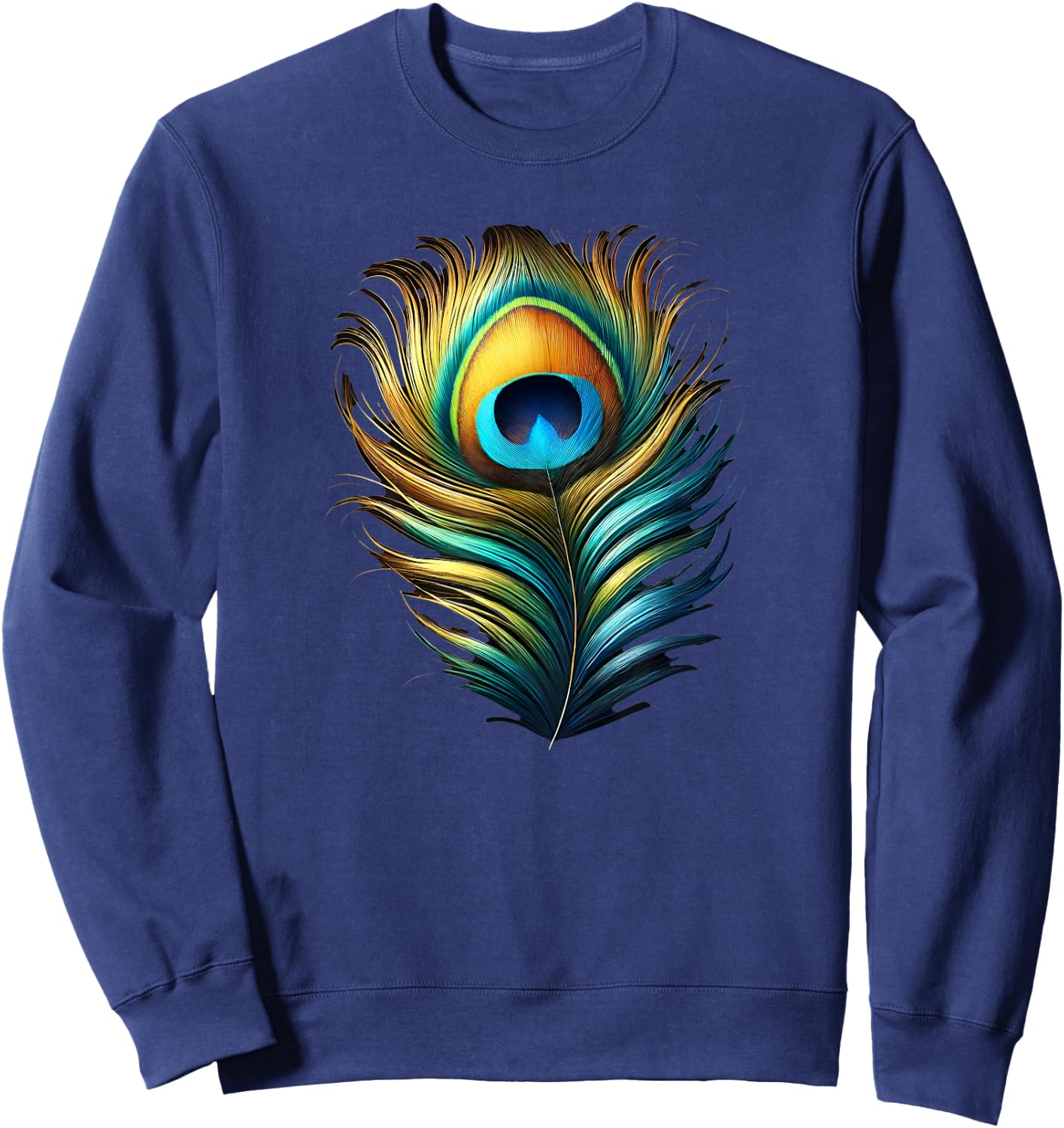 Peacock Feather Peafowl Sweatshirt - Sweatshirt | Navy