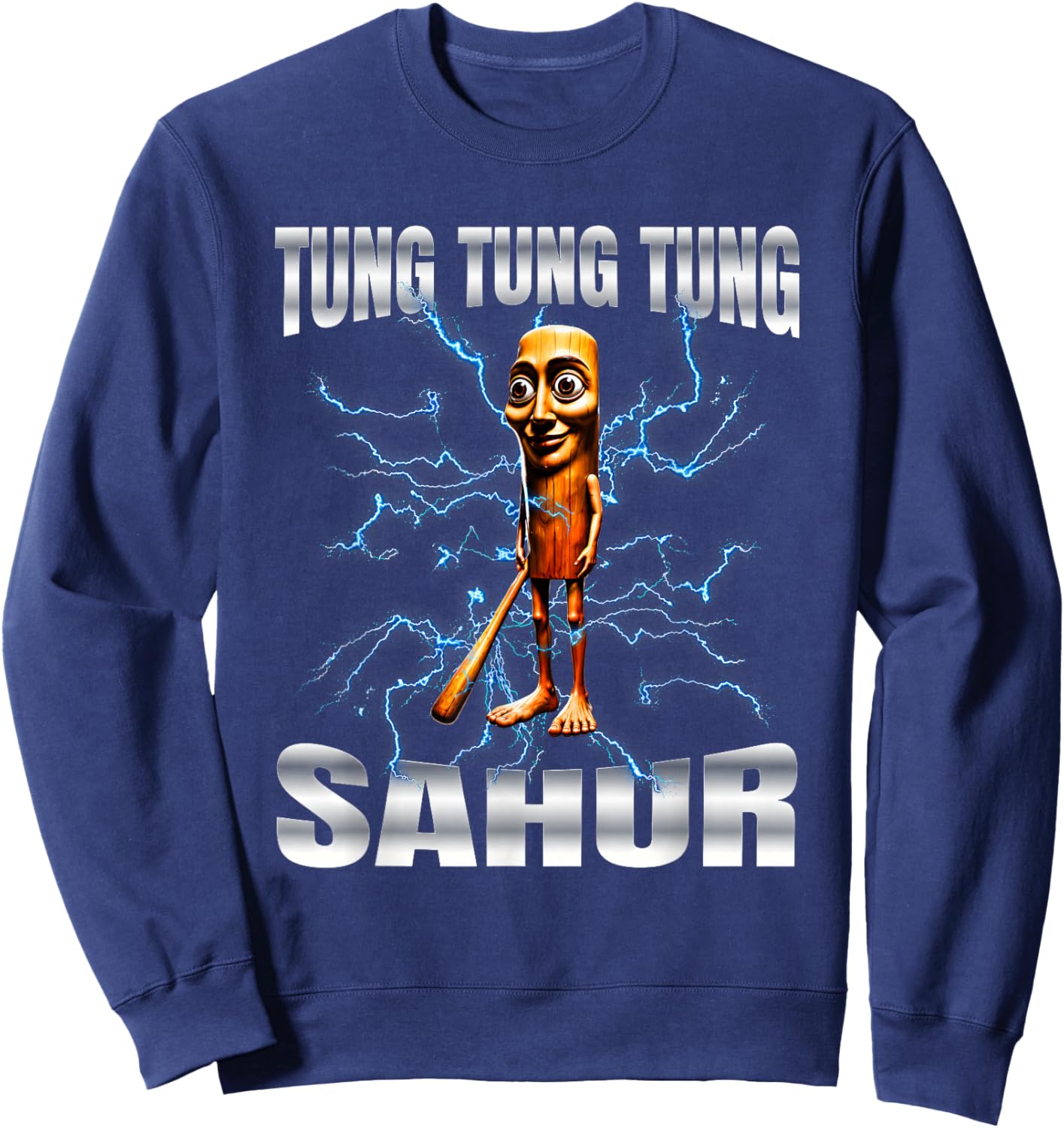Tung Tung Tung Sahur is Calling Funny Italian Brainrot Meme Sweatshirt - Sweatshirt | Navy