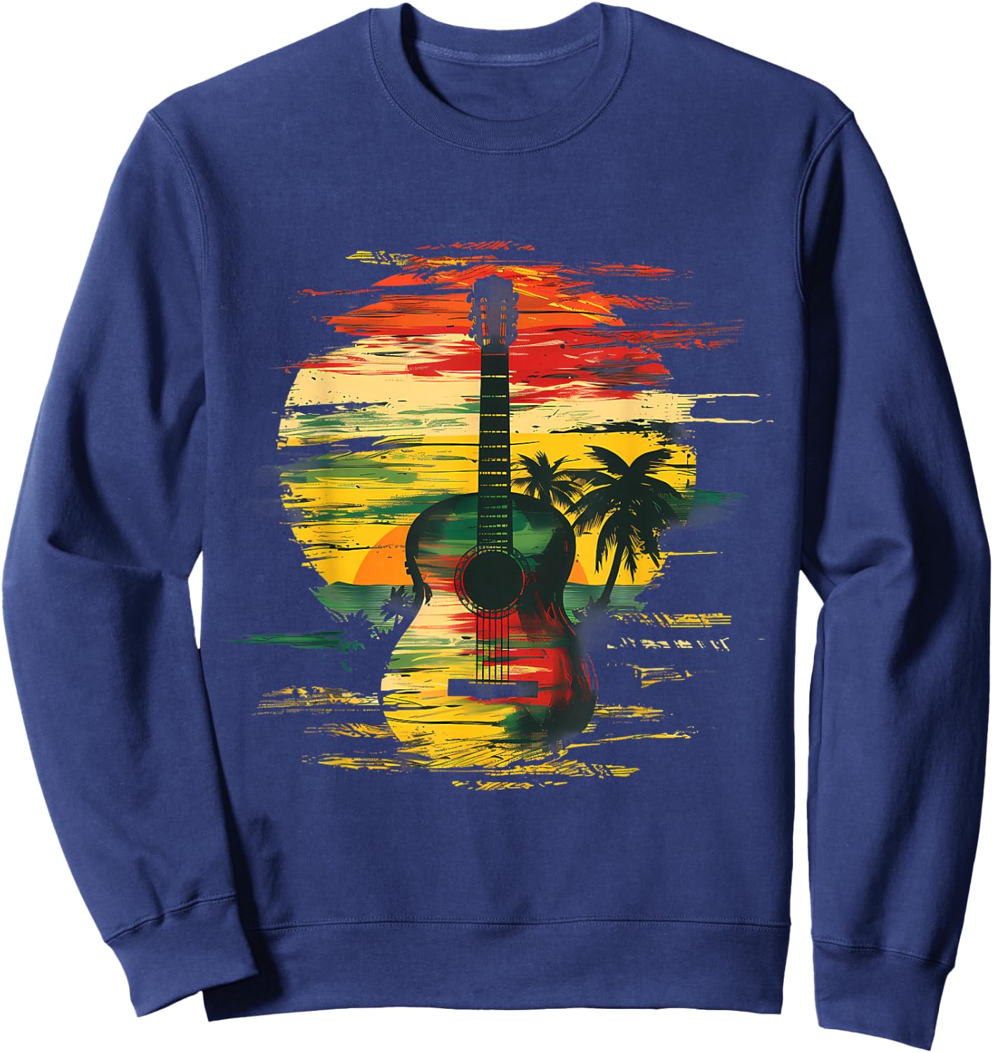 Reggae Music Guitar Rastafarian Roots Rasta Jamaican Sweatshirt - Sweatshirt | Navy