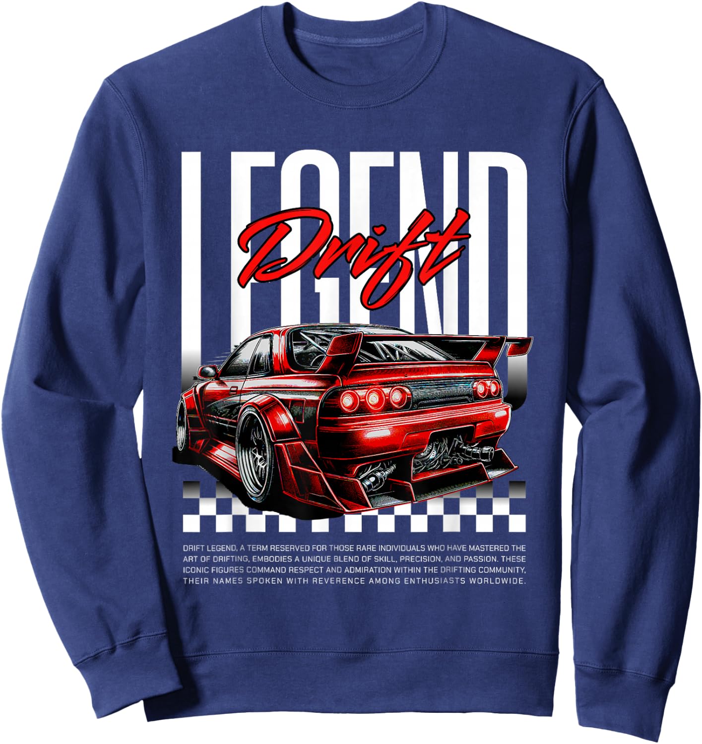 Cool Retro Vintage Japanese JDM Tokyo Japan Drift Race Car Sweatshirt - Sweatshirt | Navy