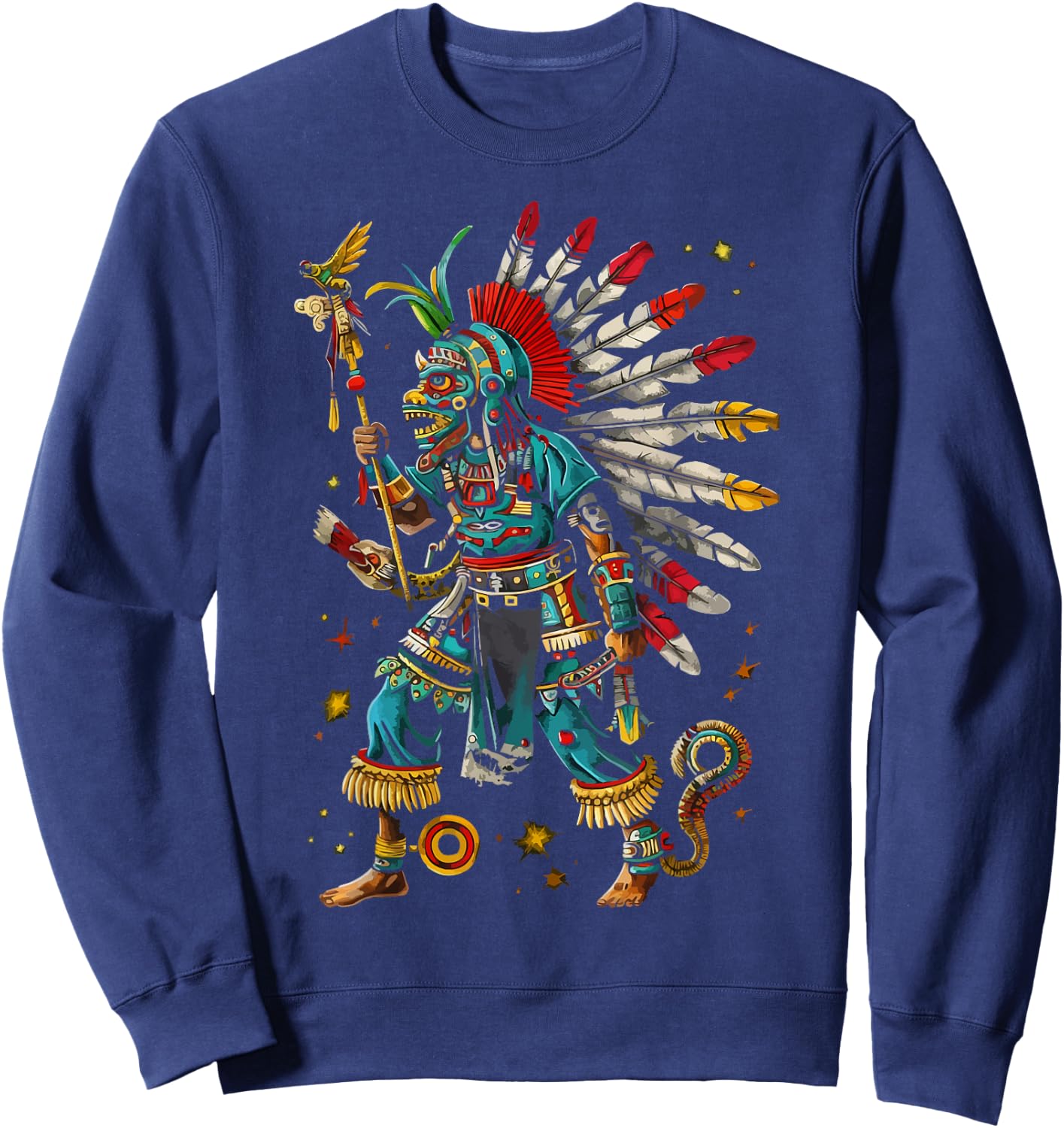 Aztec God Aztec Culture Mayan Indigenous Tlaloc Statue Sweatshirt - Sweatshirt | Navy