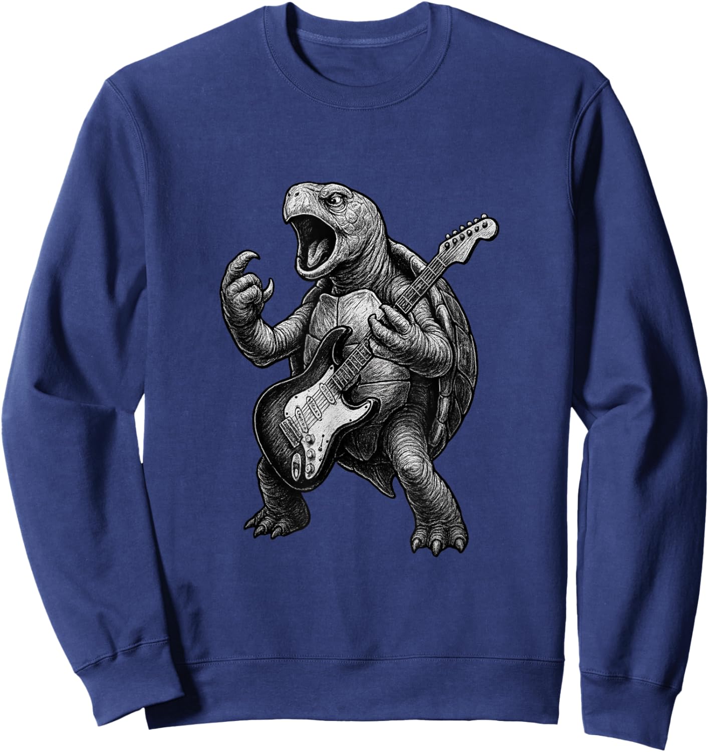 Turtle Playing Electric Guitar Rock Music Lover Sweatshirt - Sweatshirt | Navy