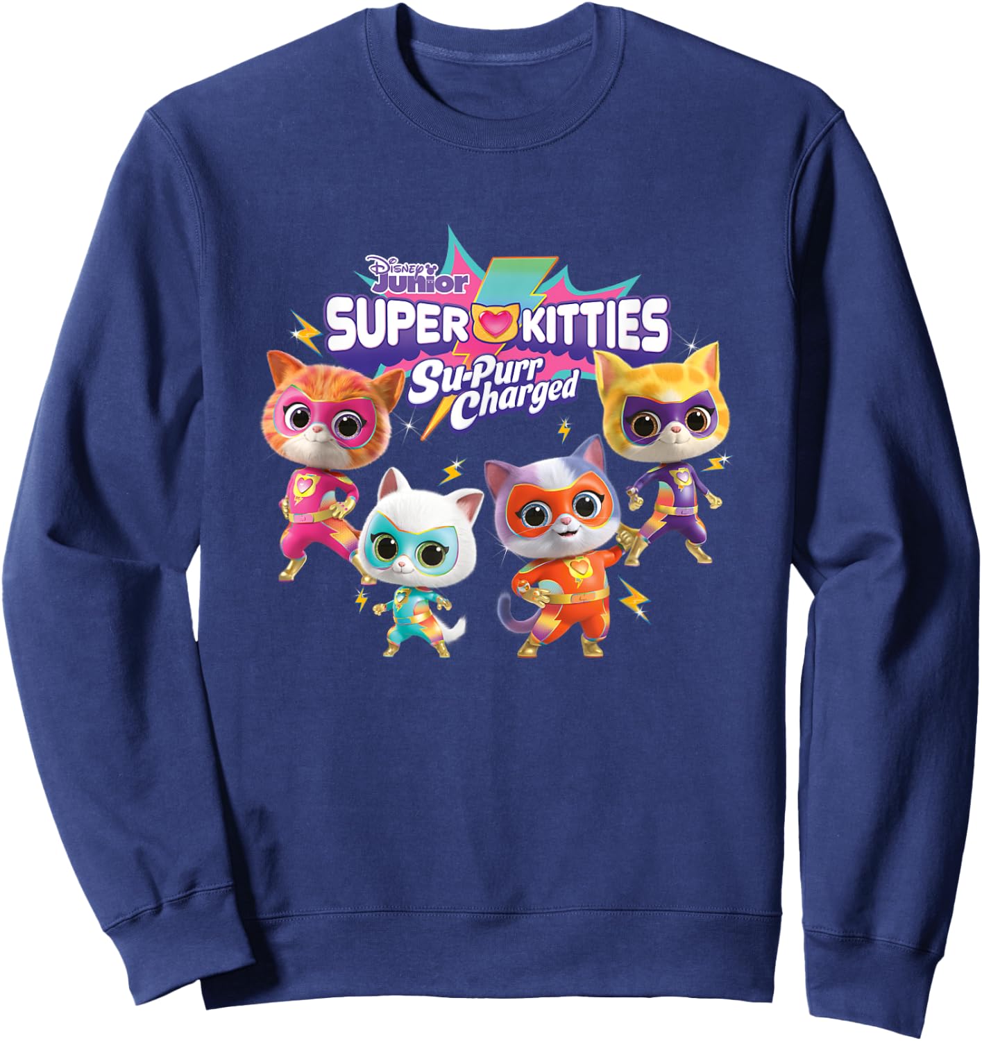 Disney SuperKitties: Su-Purr Charged Heroic Group Shot Sweatshirt - Sweatshirt | Navy
