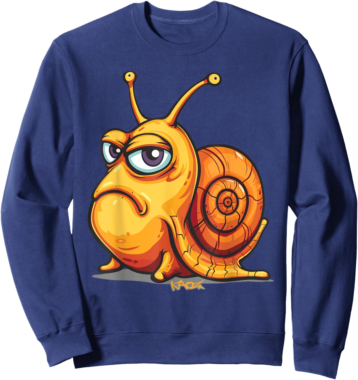 Funny evil grimace, cartoon snail with bad mood Sweatshirt - Sweatshirt | Navy