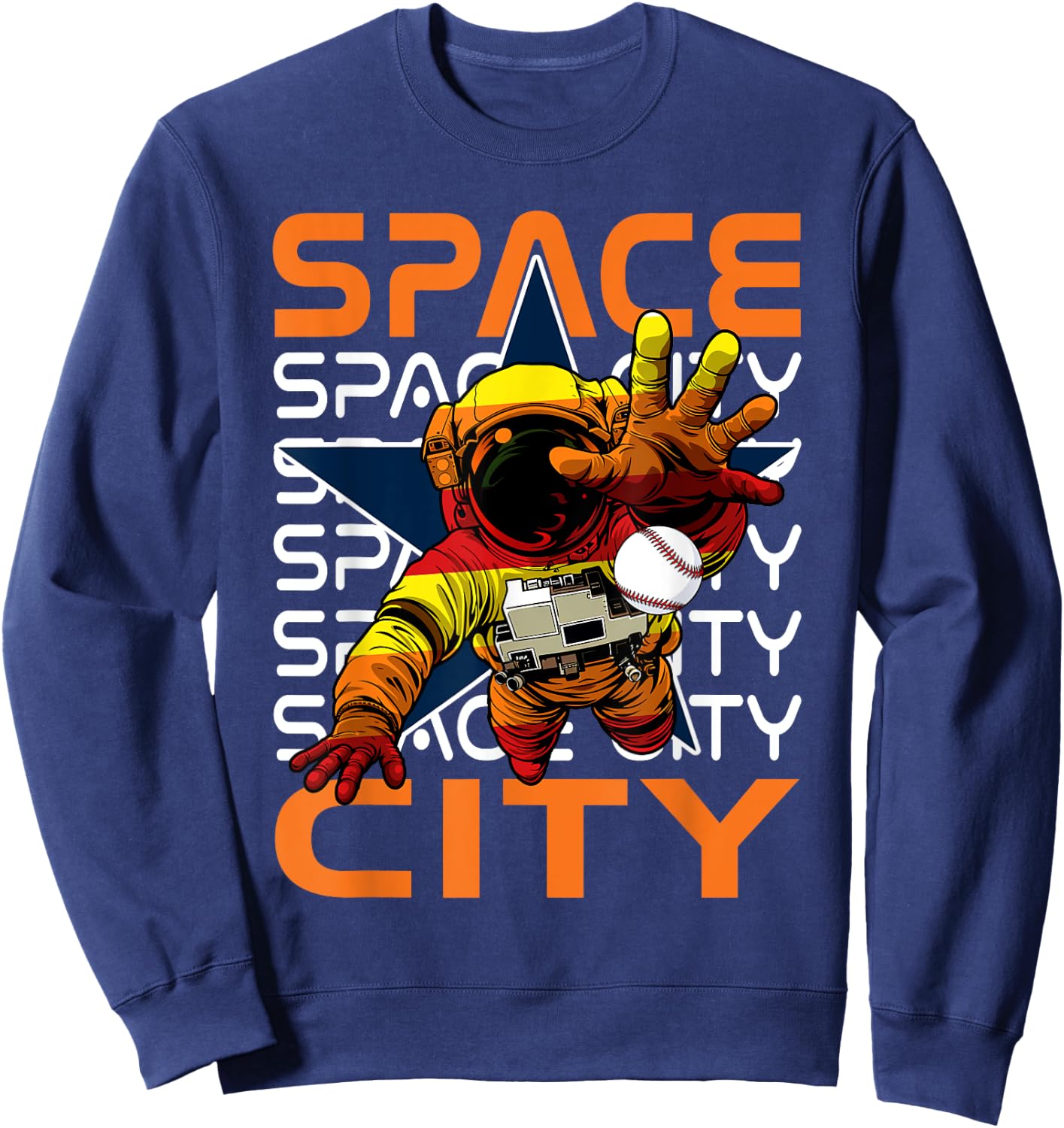 Classic Space City Proud Name Personalized Kawaii Houston Sweatshirt - Sweatshirt | Navy